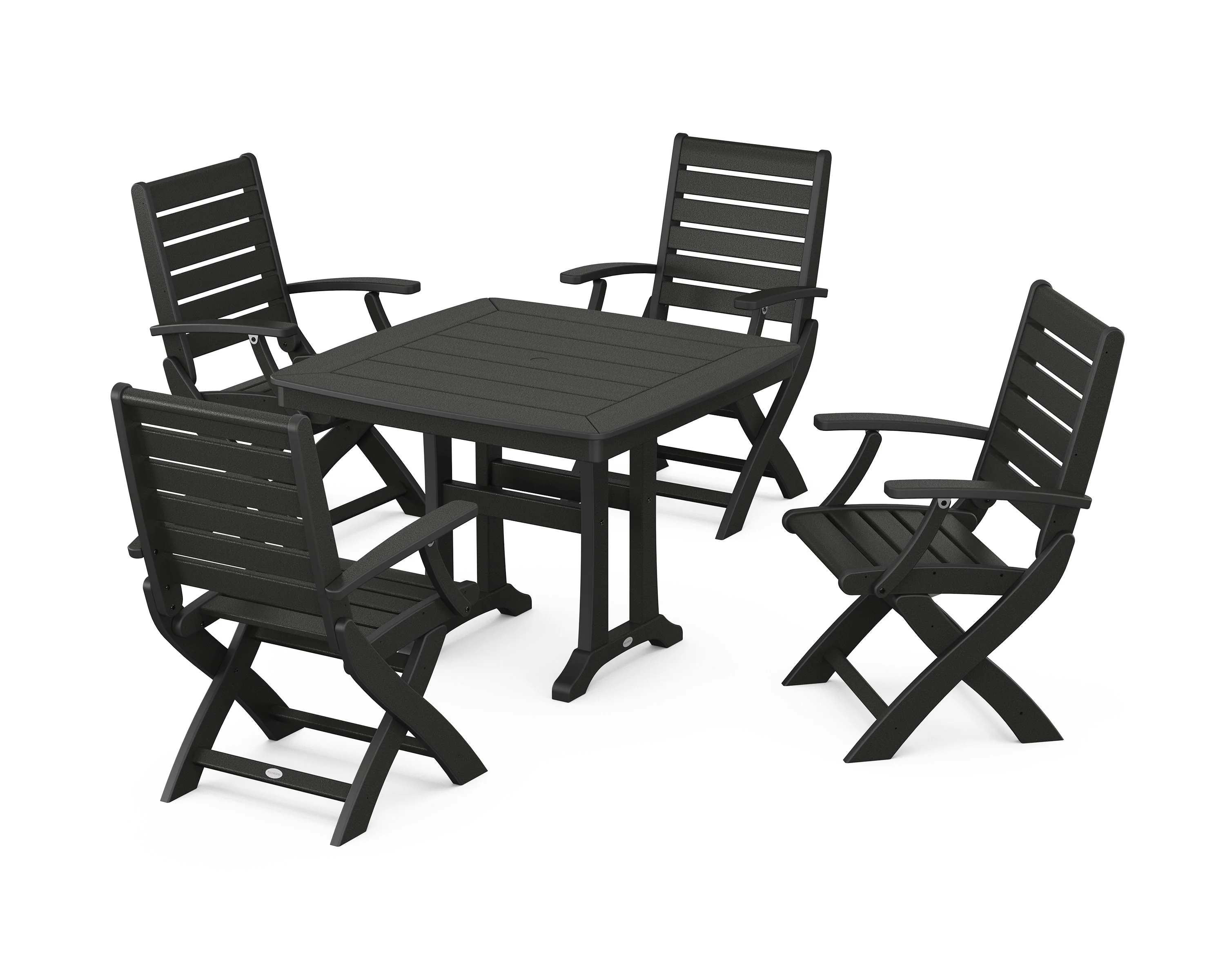 Signature Folding Chair 5-Piece Dining Set with Trestle Legs - Image 6