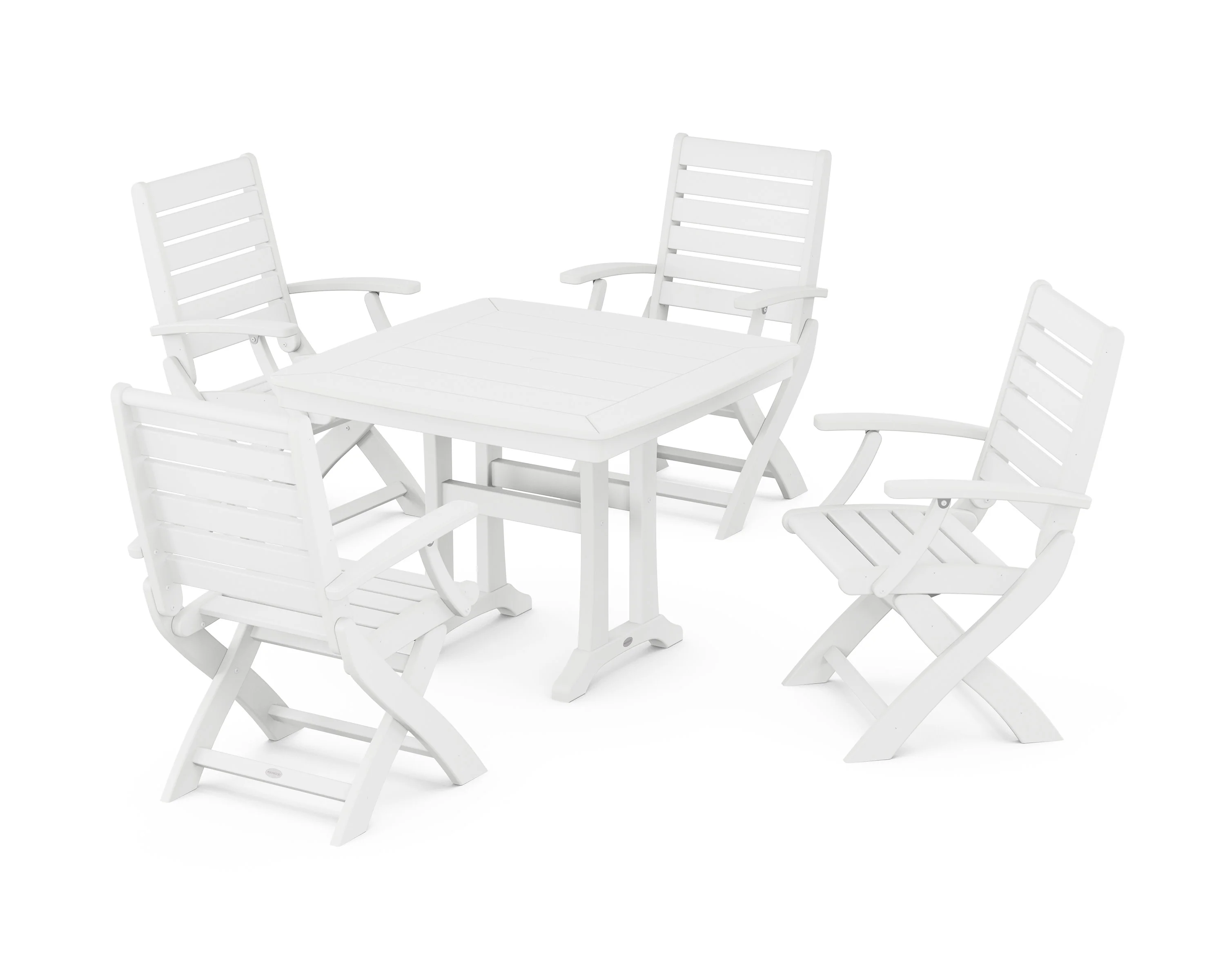 Signature Folding Chair 5-Piece Dining Set with Trestle Legs - Image 8