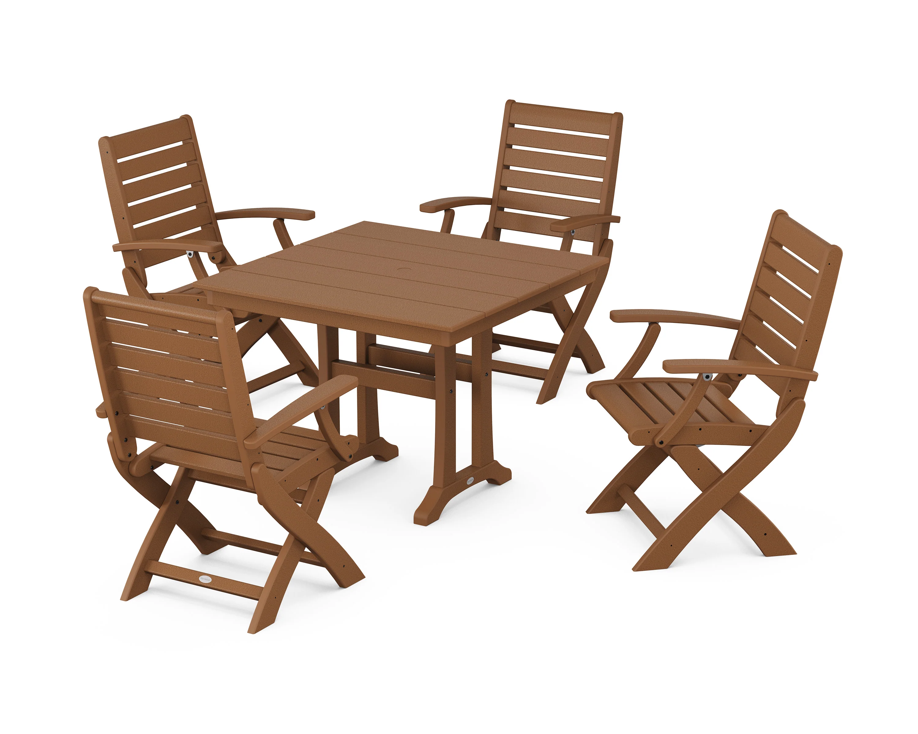 Signature Folding Chair 5-Piece Farmhouse Dining Set With Trestle Legs - Image 4