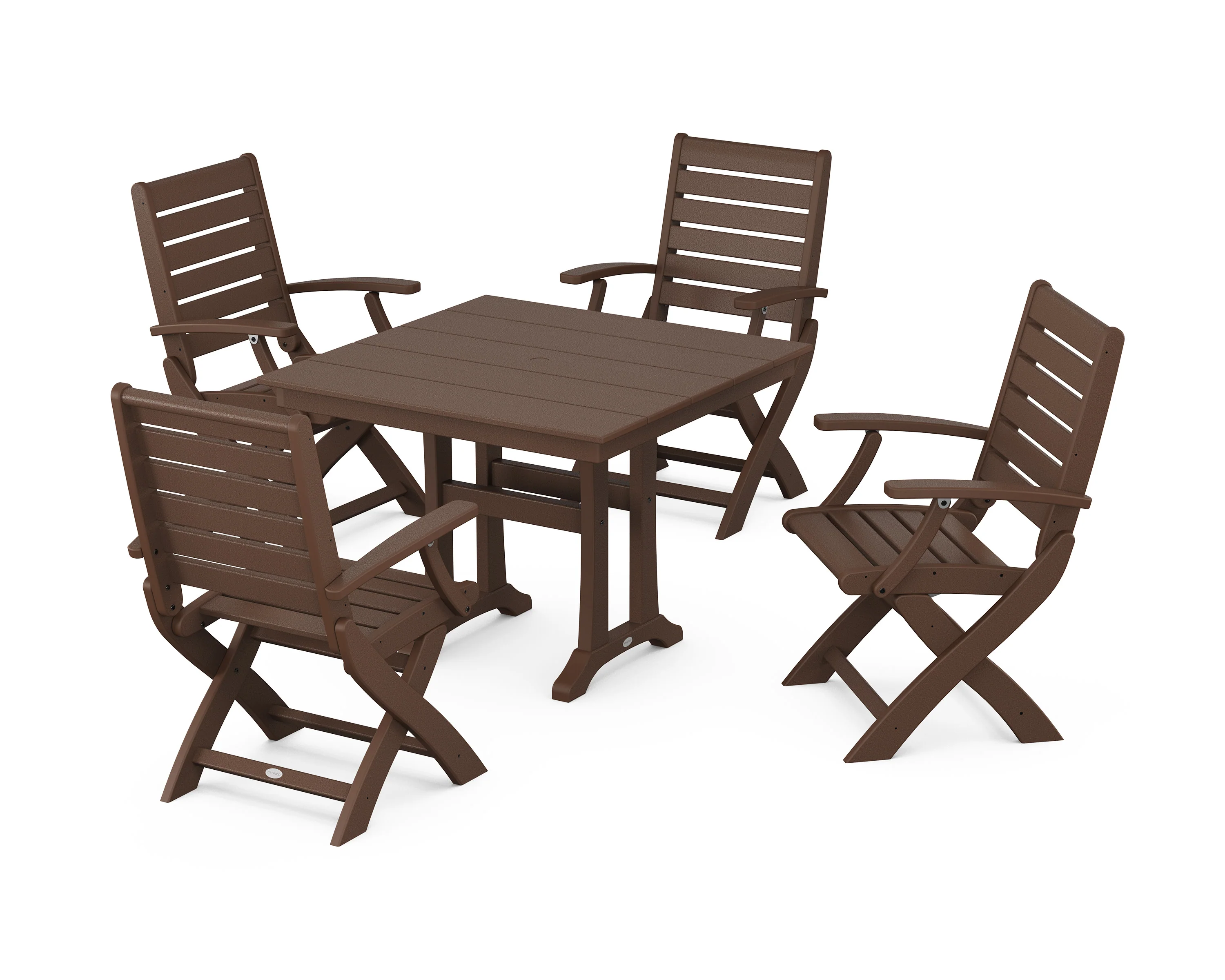 Signature Folding Chair 5-Piece Farmhouse Dining Set With Trestle Legs - Image 5