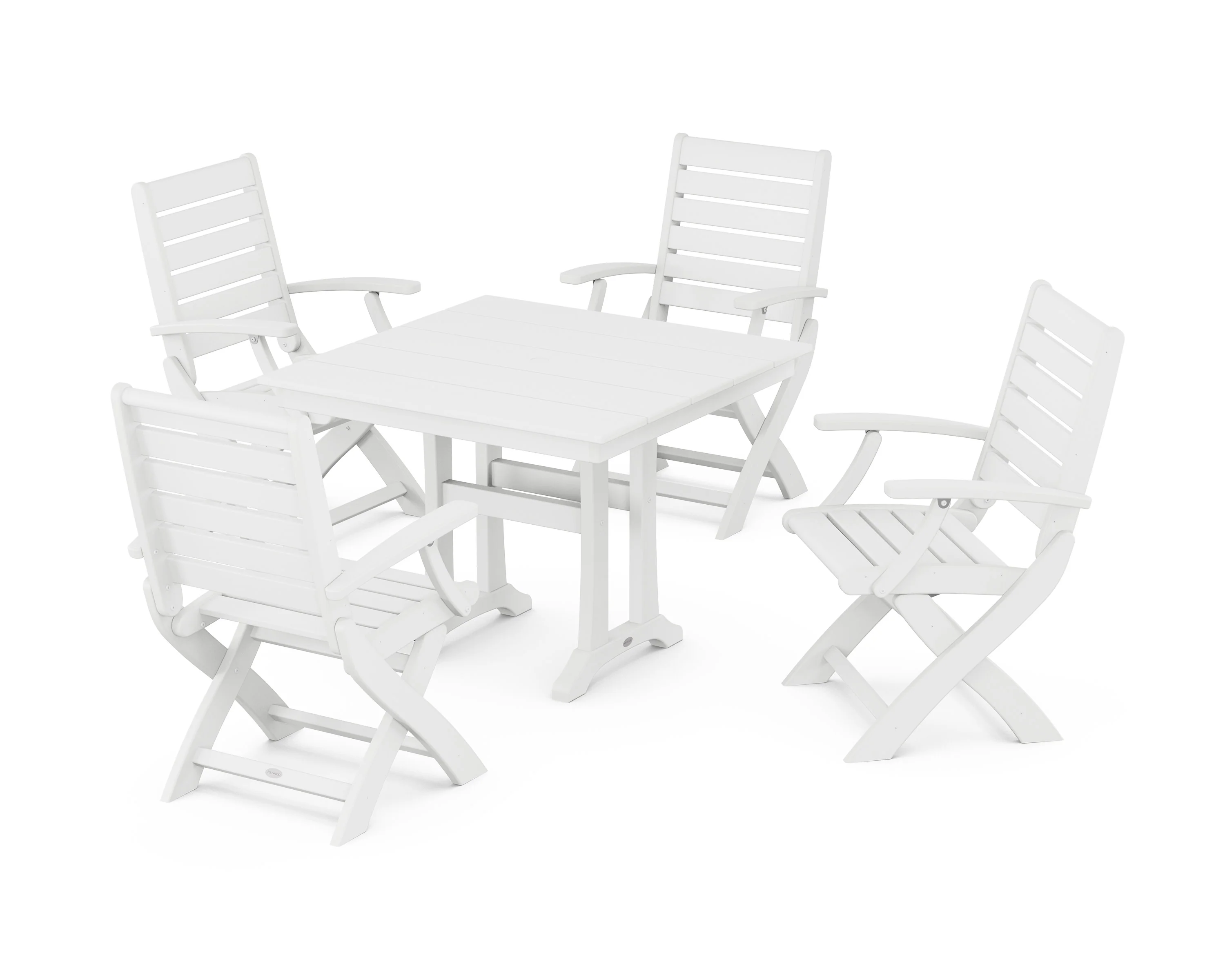 Signature Folding Chair 5-Piece Farmhouse Dining Set With Trestle Legs - Image 6