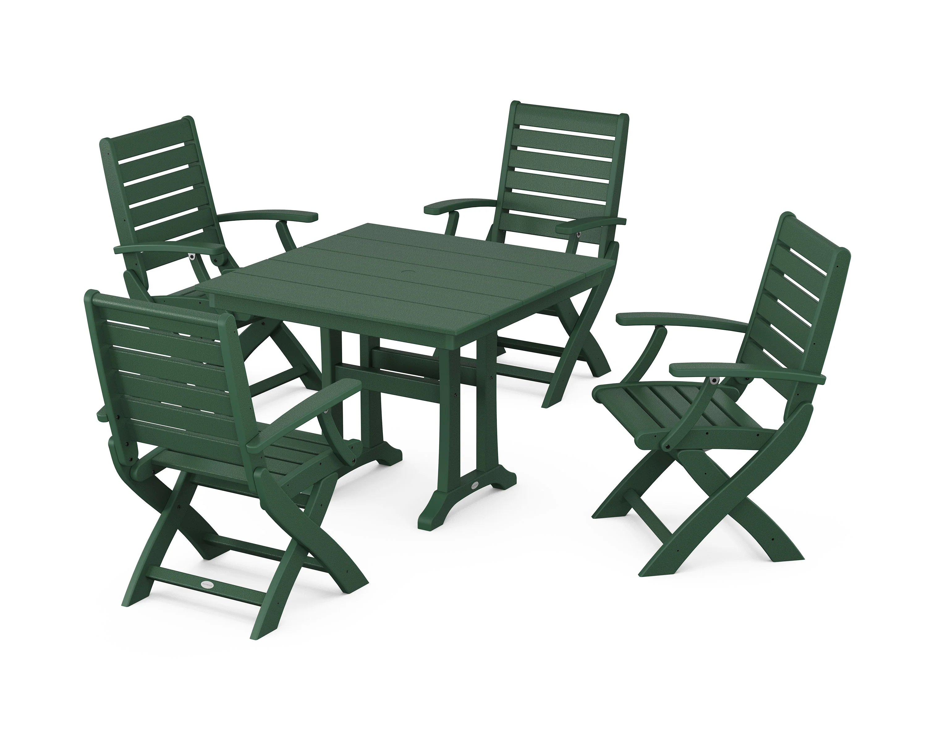 Signature Folding Chair 5-Piece Farmhouse Dining Set With Trestle Legs - Image 7