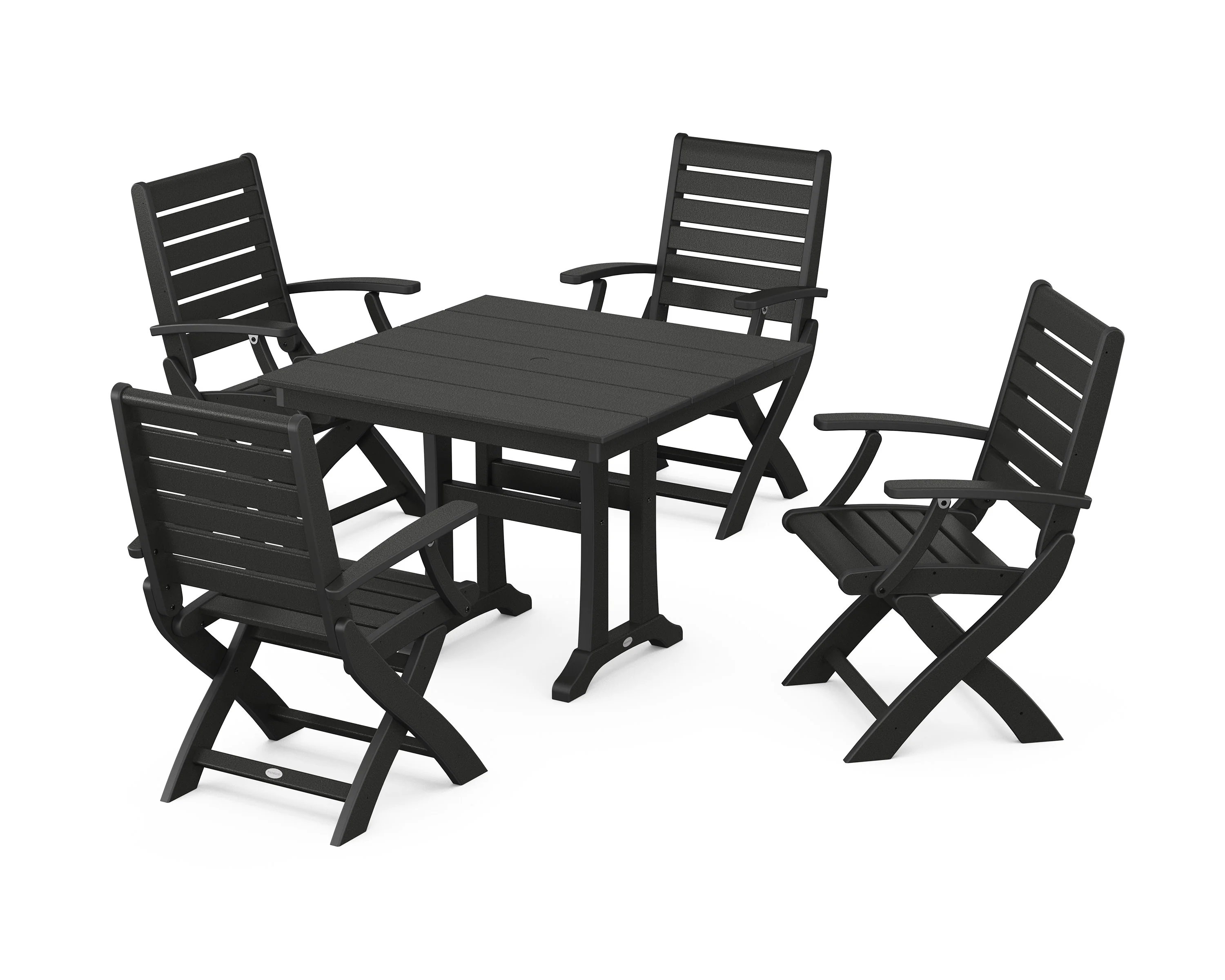 Signature Folding Chair 5-Piece Farmhouse Dining Set With Trestle Legs - Image 8