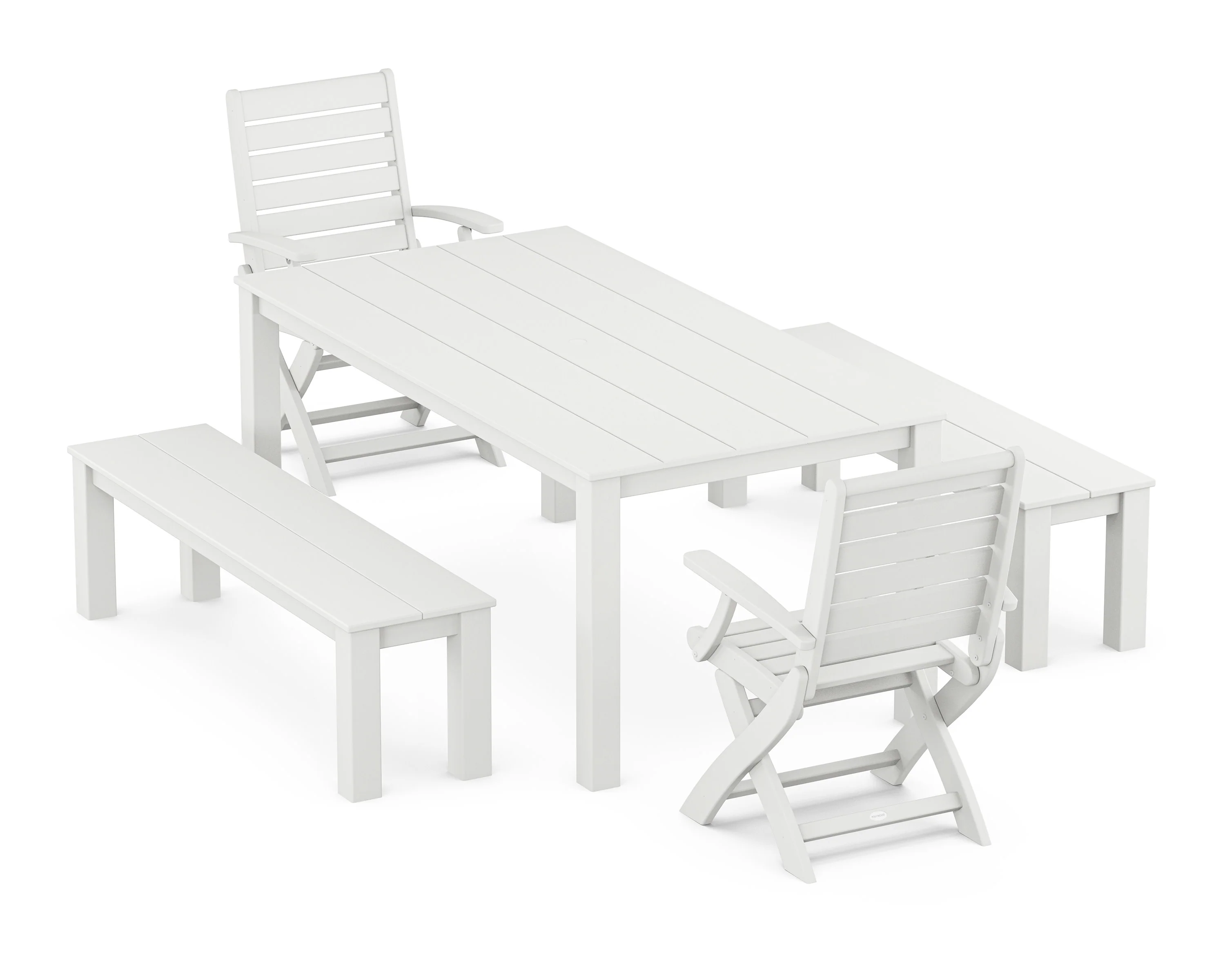 Signature Folding Chair 5-Piece Parsons Dining Set with Benches - Image 4