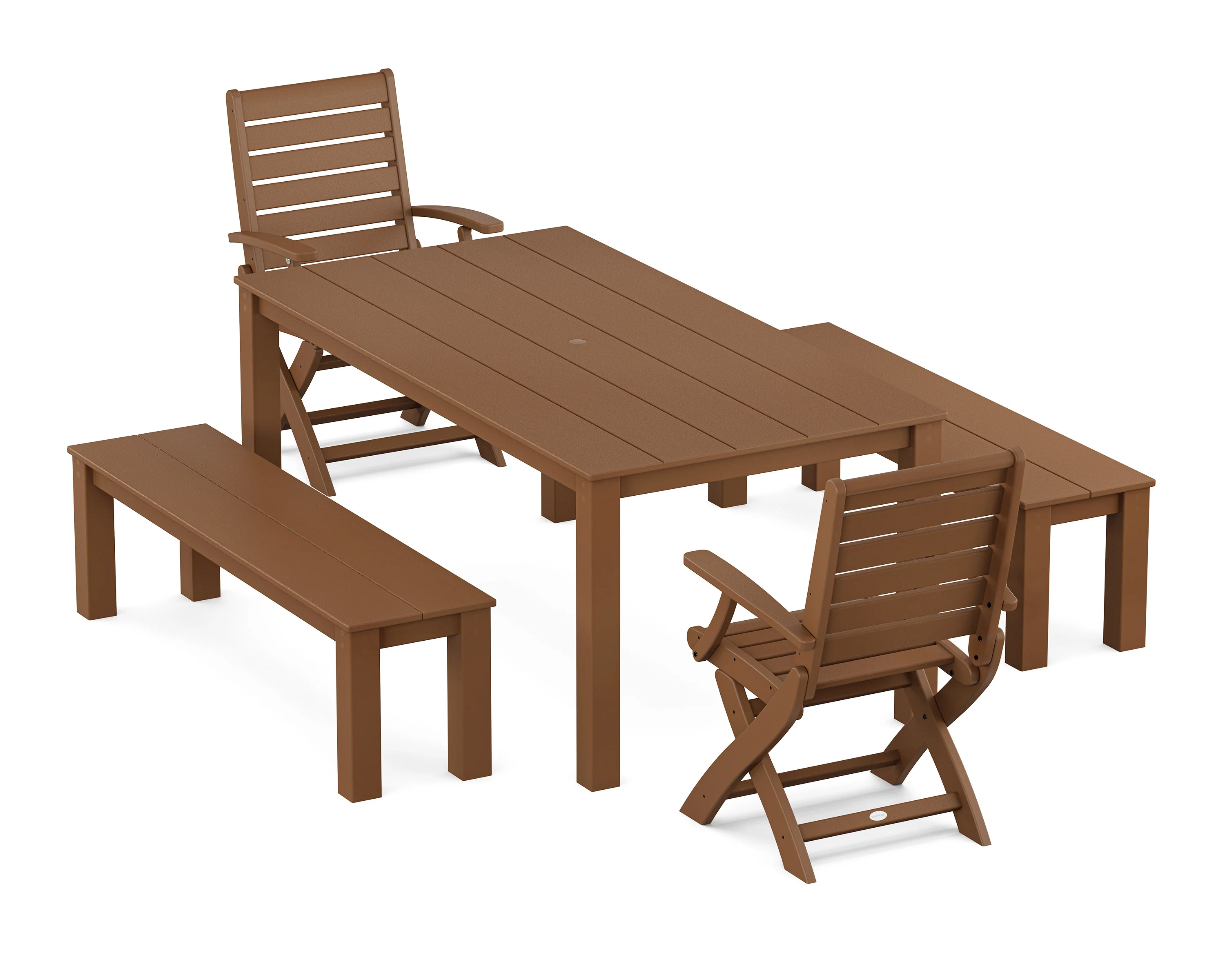 Signature Folding Chair 5-Piece Parsons Dining Set with Benches - Image 8