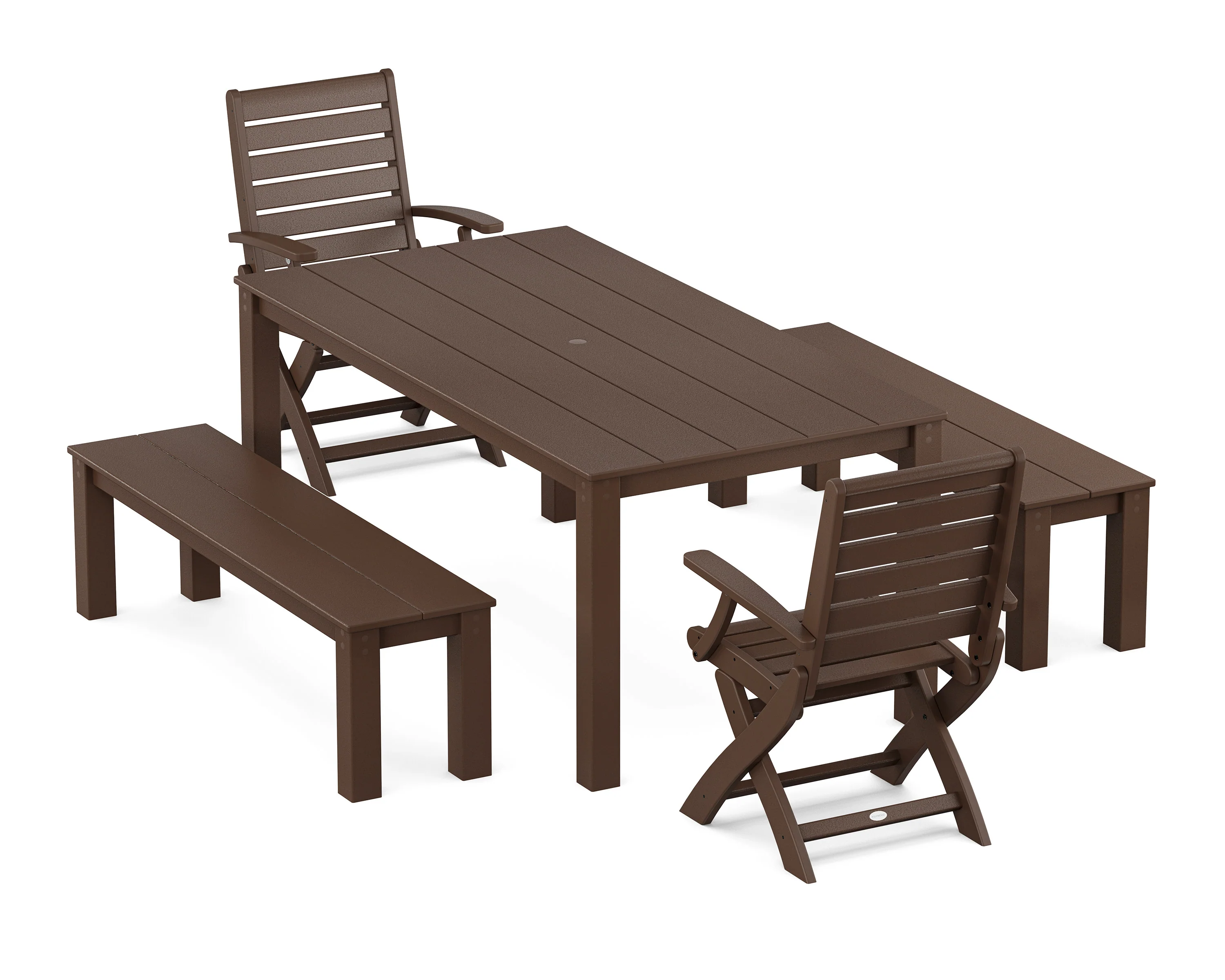 Signature Folding Chair 5-Piece Parsons Dining Set with Benches - Image 9