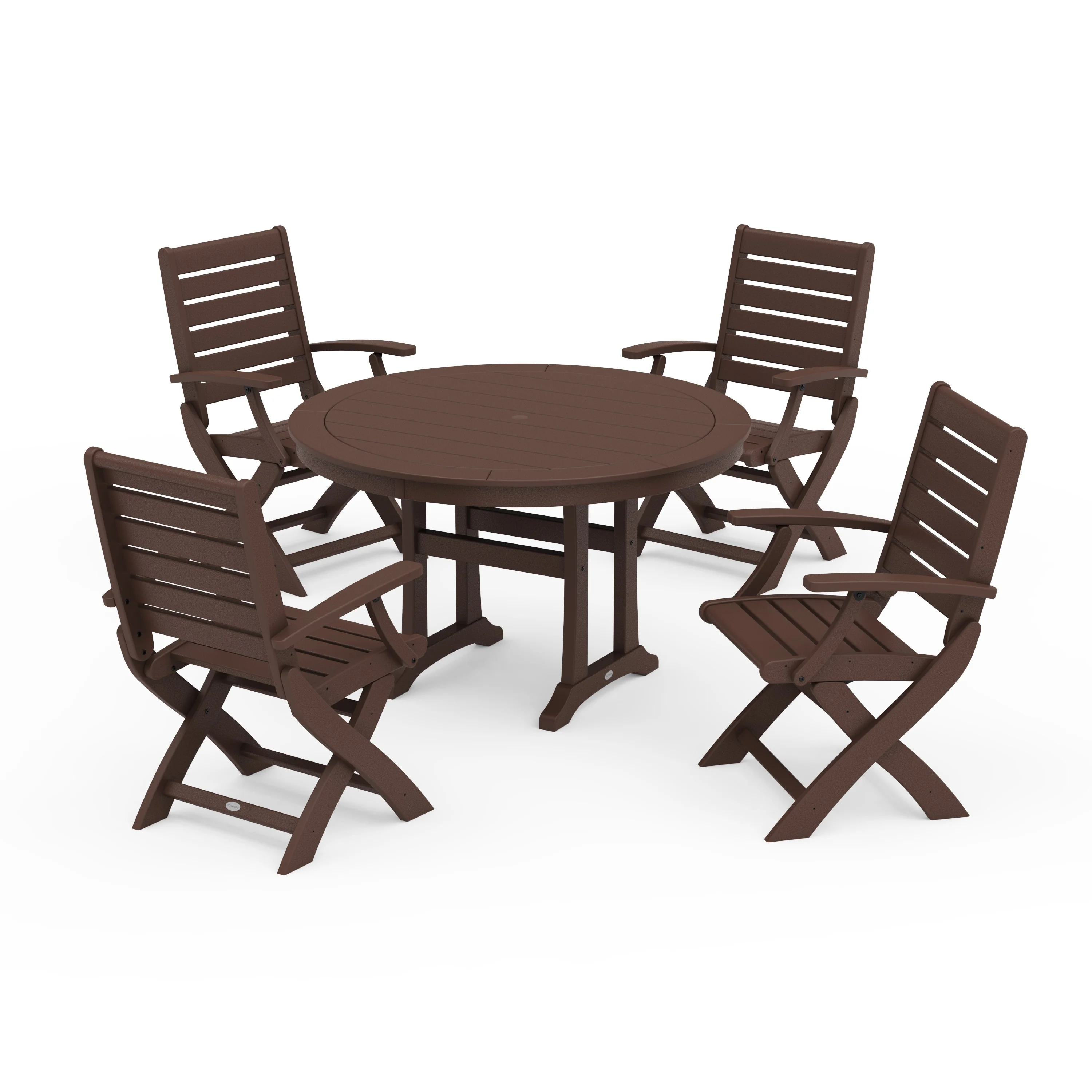 Signature Folding Chair 5-Piece Round Dining Set with Trestle Legs - Image 6