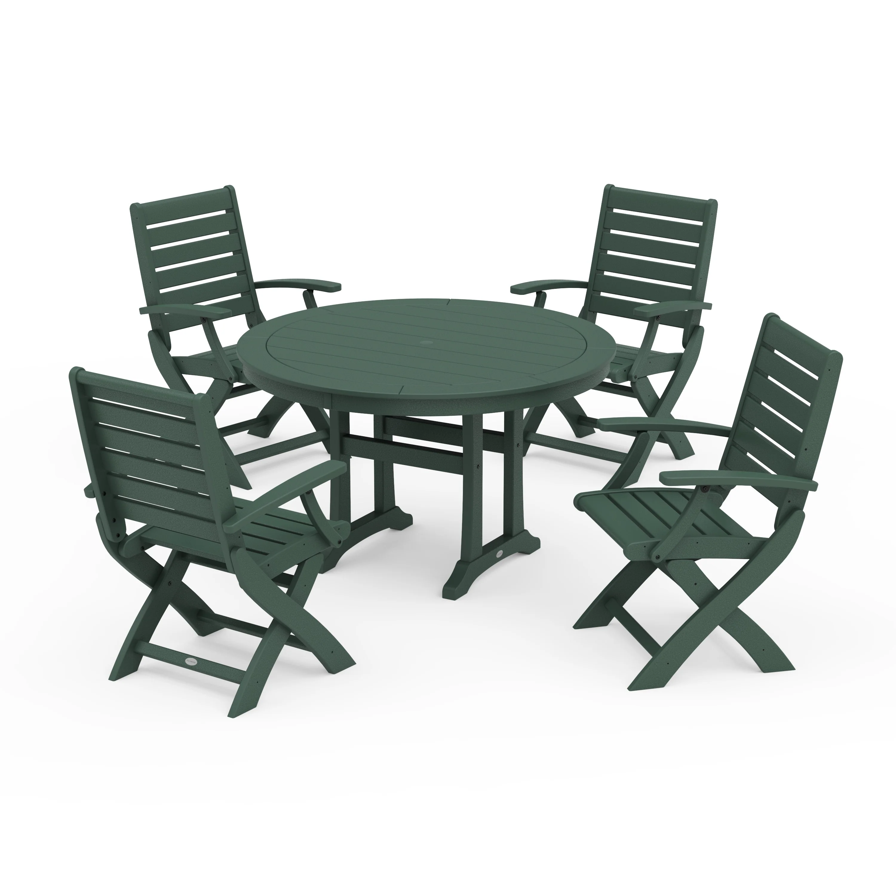 Signature Folding Chair 5-Piece Round Dining Set with Trestle Legs - Image 8
