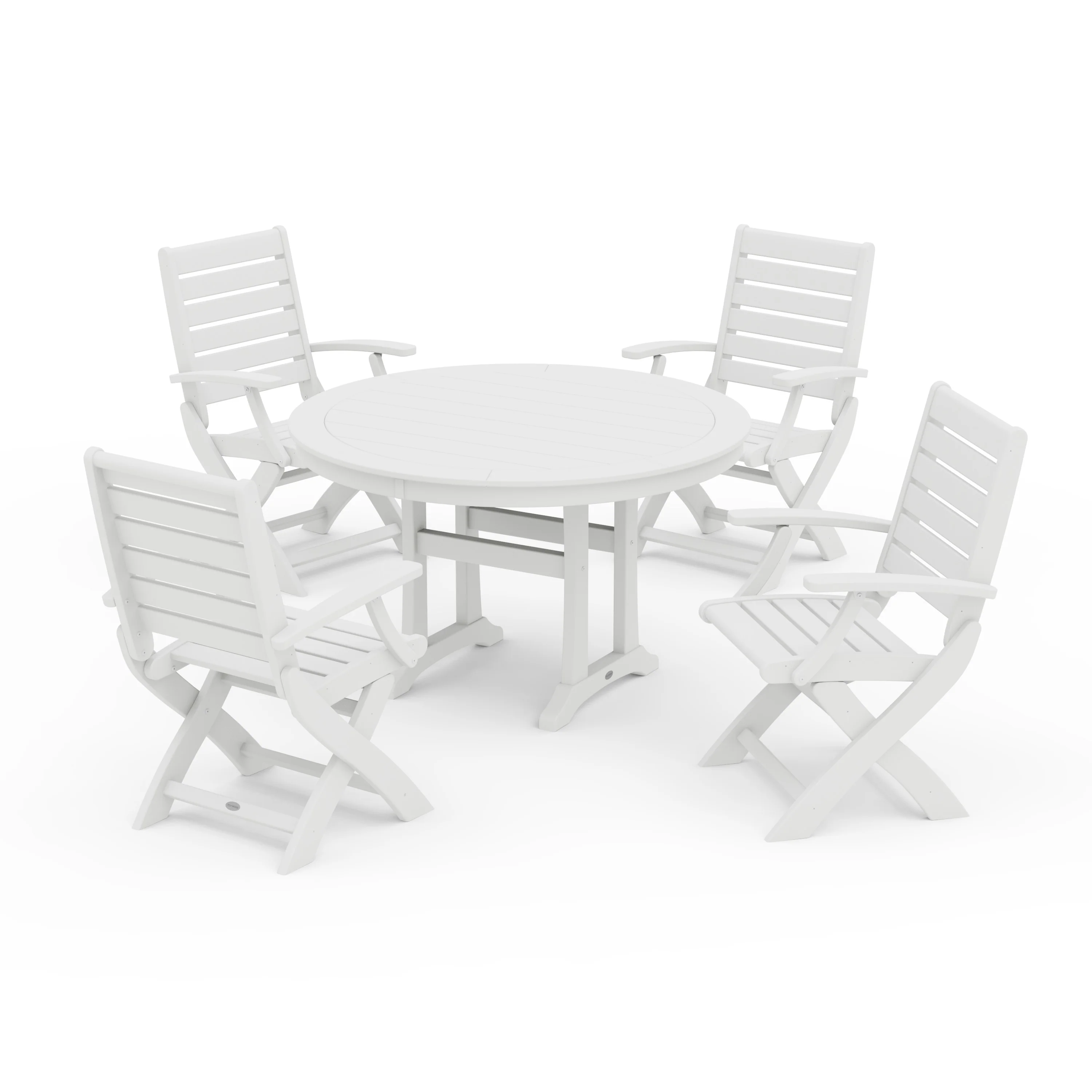 Signature Folding Chair 5-Piece Round Dining Set with Trestle Legs - Image 9