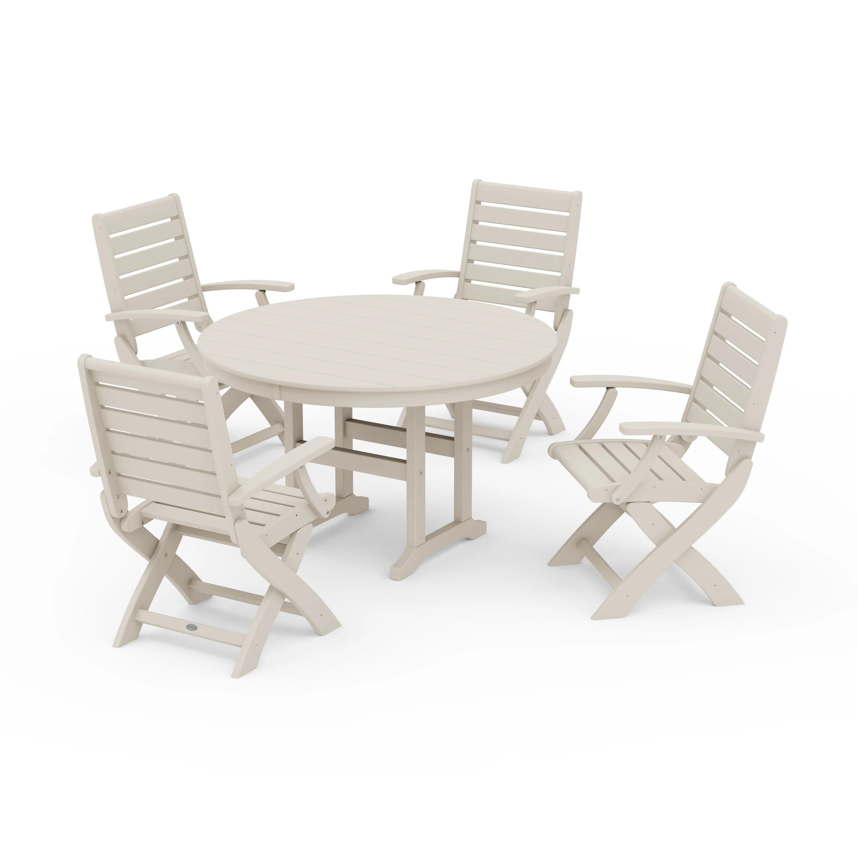 Signature Folding Chair 5-Piece Round Farmhouse Dining Set - Image 4