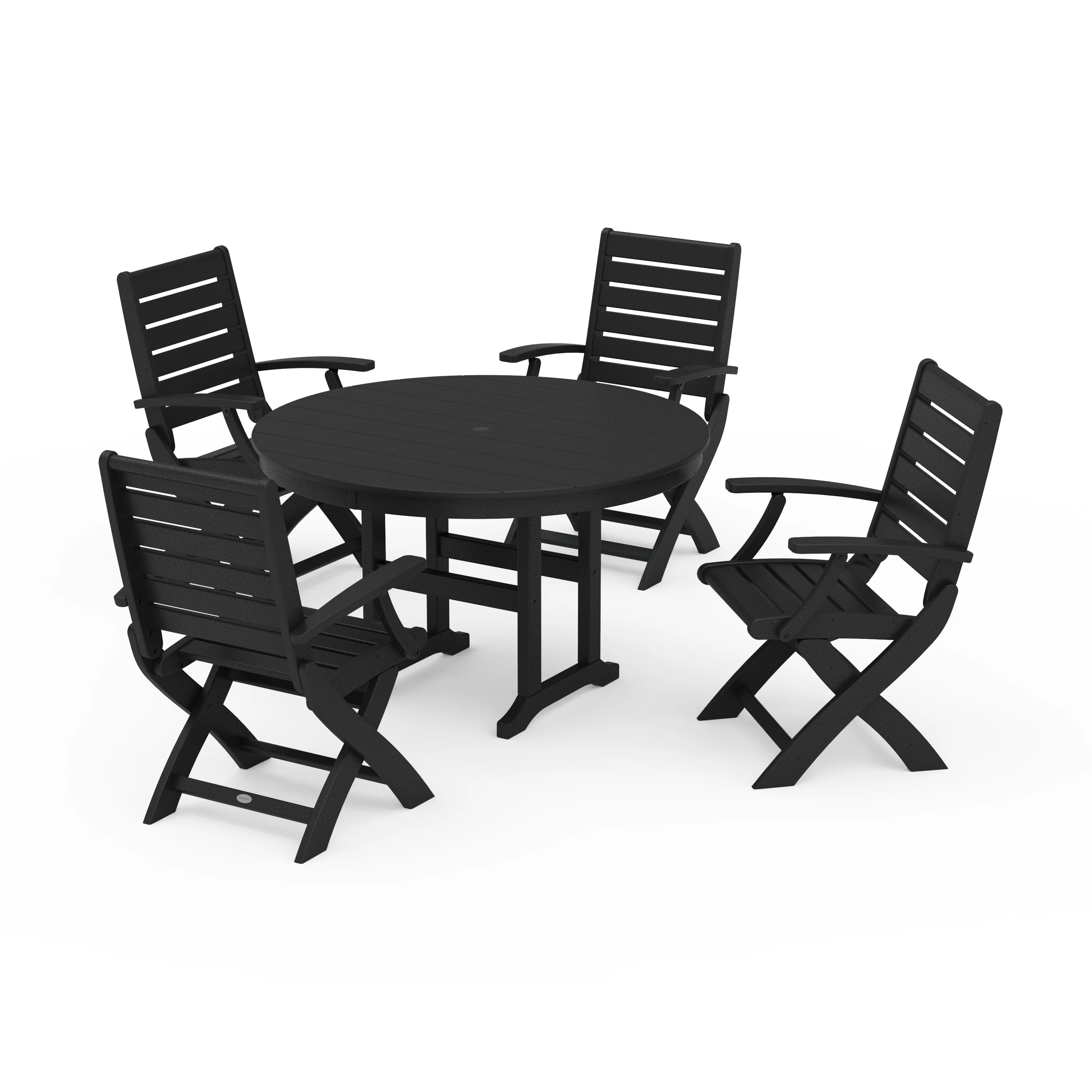 Signature Folding Chair 5-Piece Round Farmhouse Dining Set - Image 5