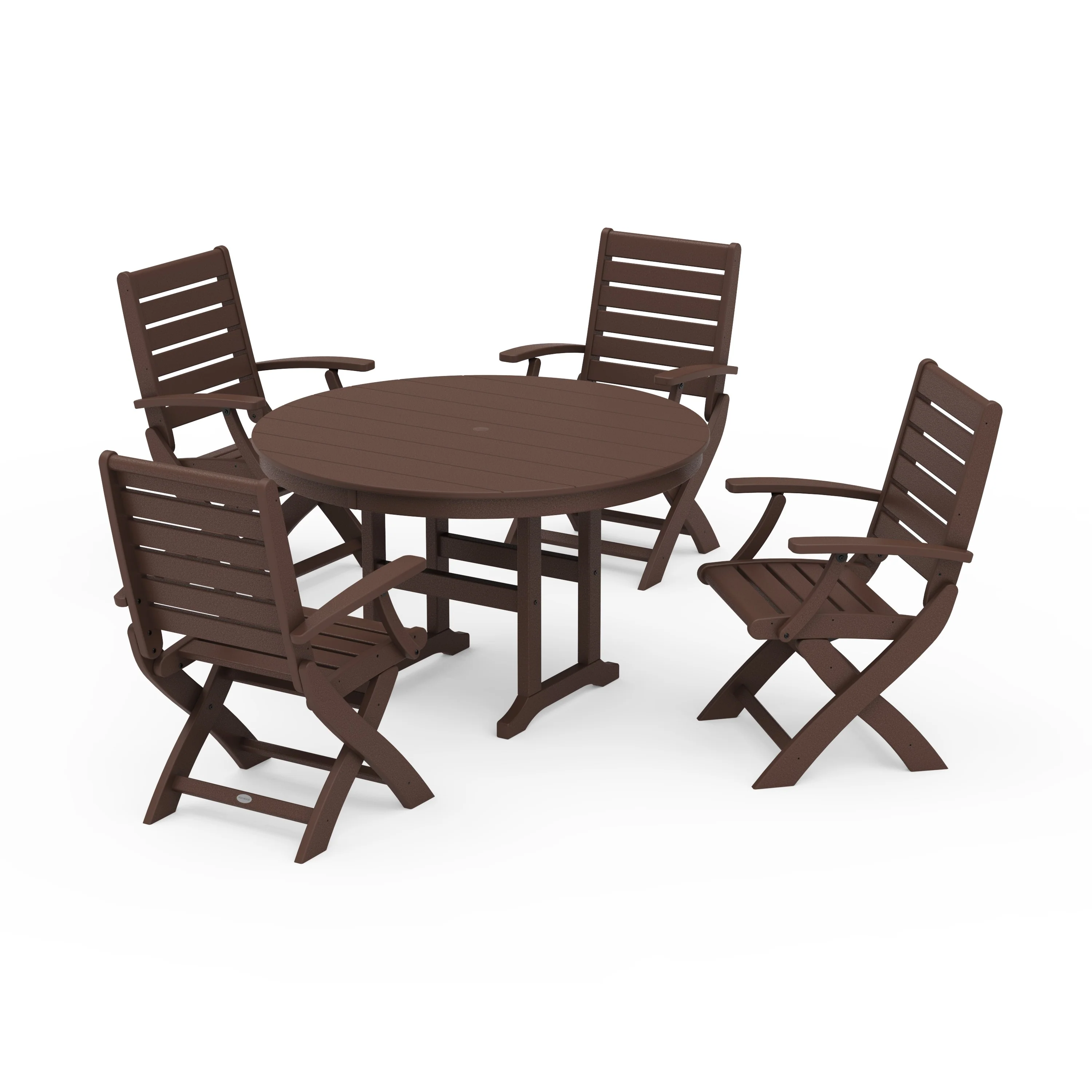 Signature Folding Chair 5-Piece Round Farmhouse Dining Set - Image 6