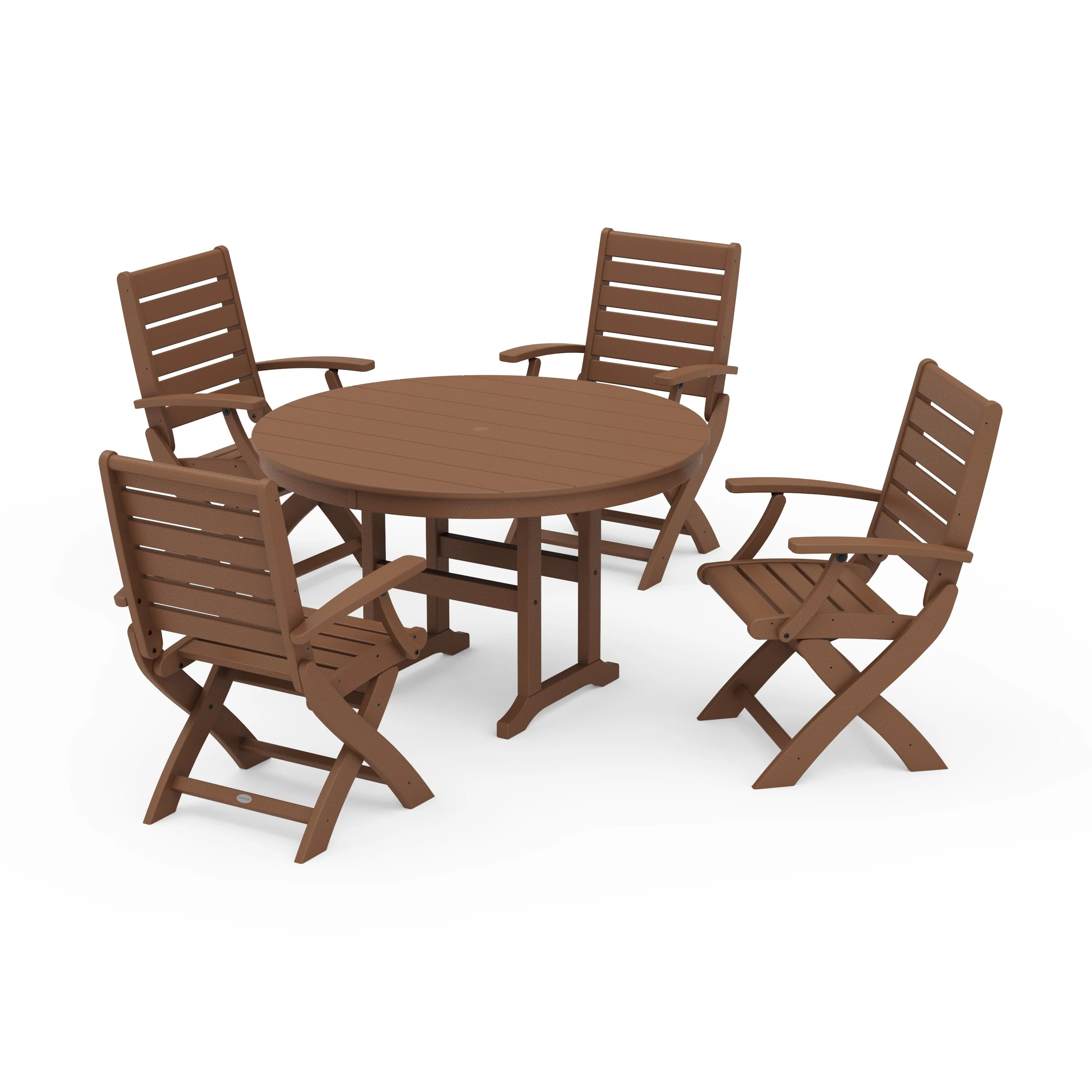 Signature Folding Chair 5-Piece Round Farmhouse Dining Set - Image 7