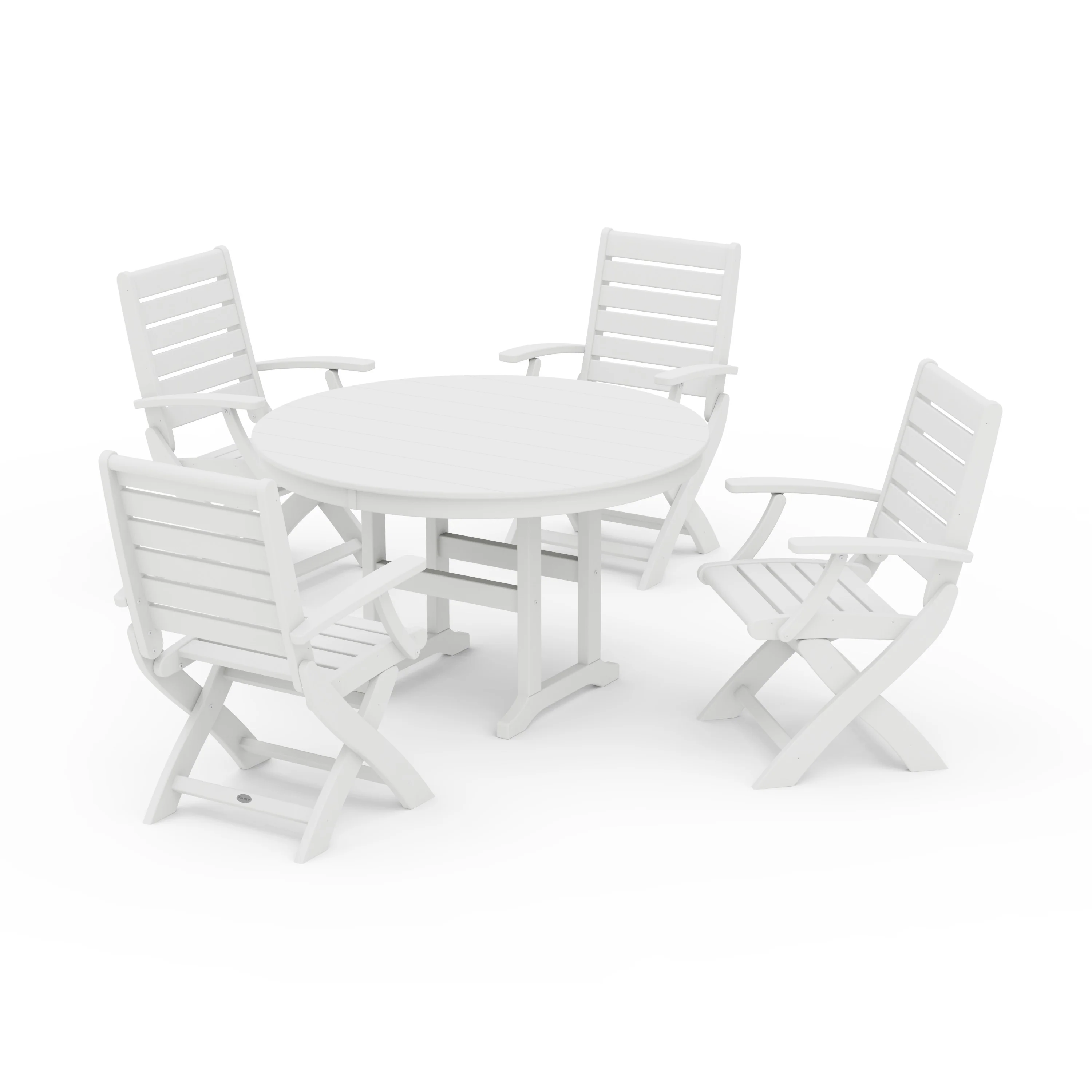 Signature Folding Chair 5-Piece Round Farmhouse Dining Set - Image 8