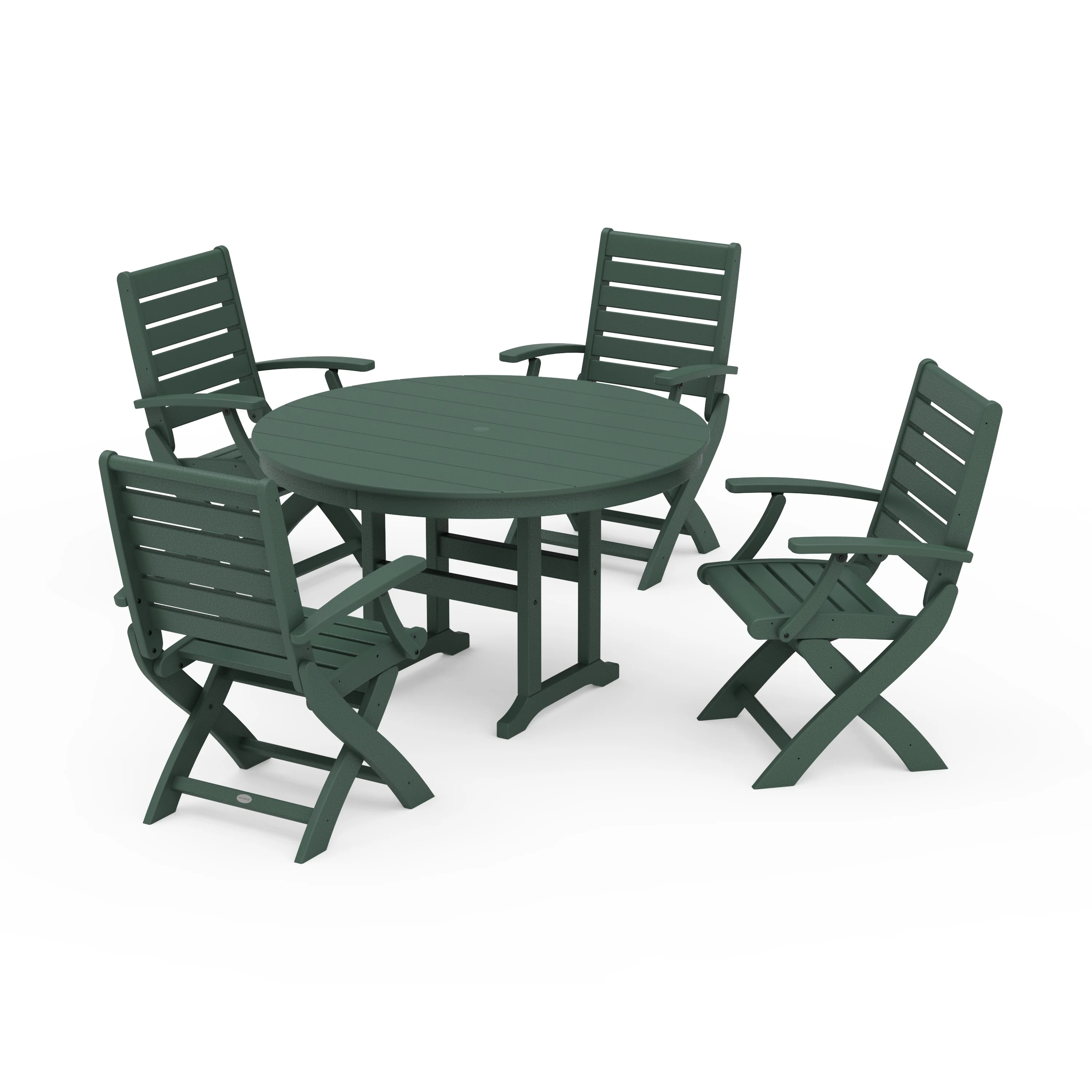 Signature Folding Chair 5-Piece Round Farmhouse Dining Set - Image 9