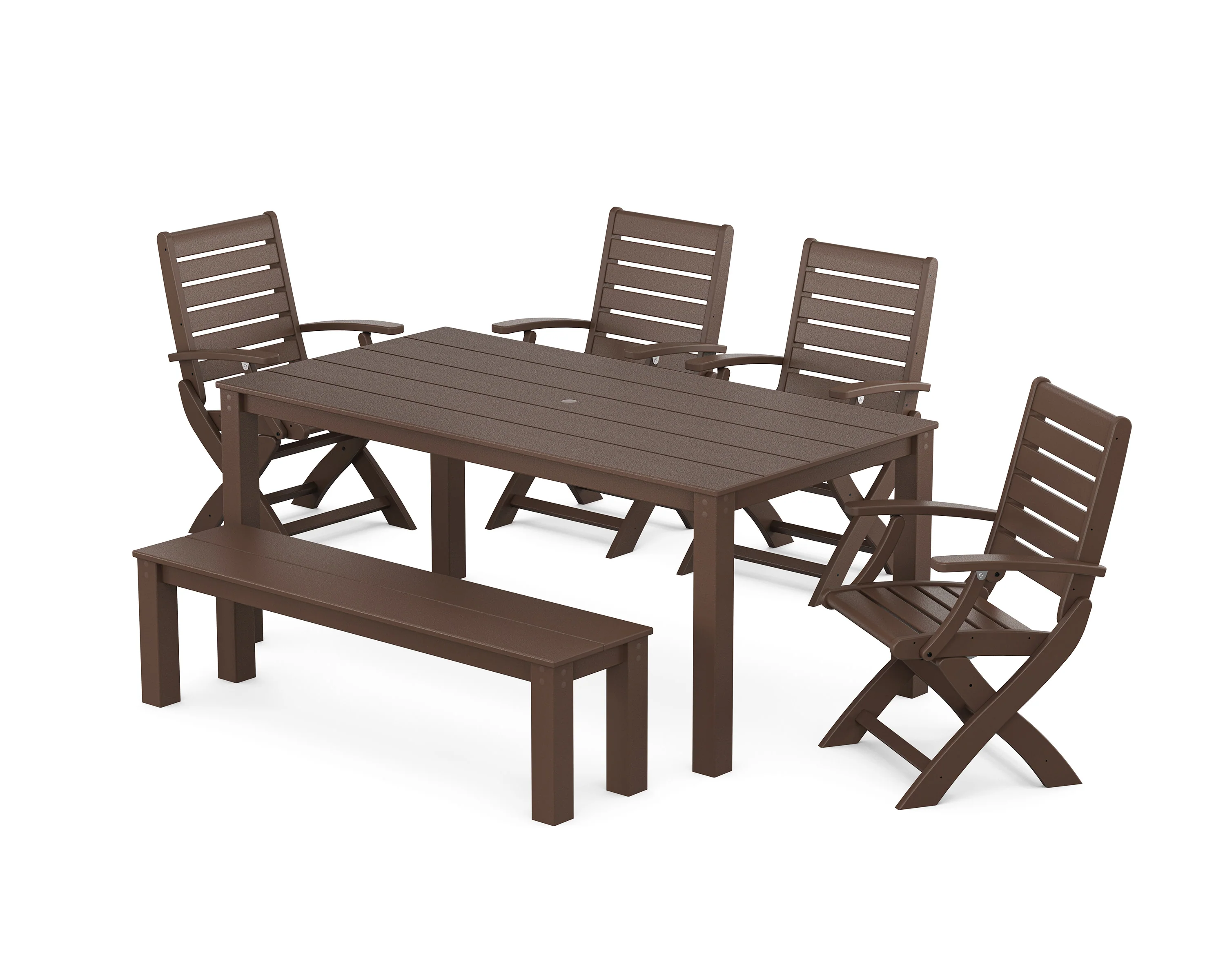 Signature Folding Chair 6-Piece Parsons Dining Set with Bench - Image 4