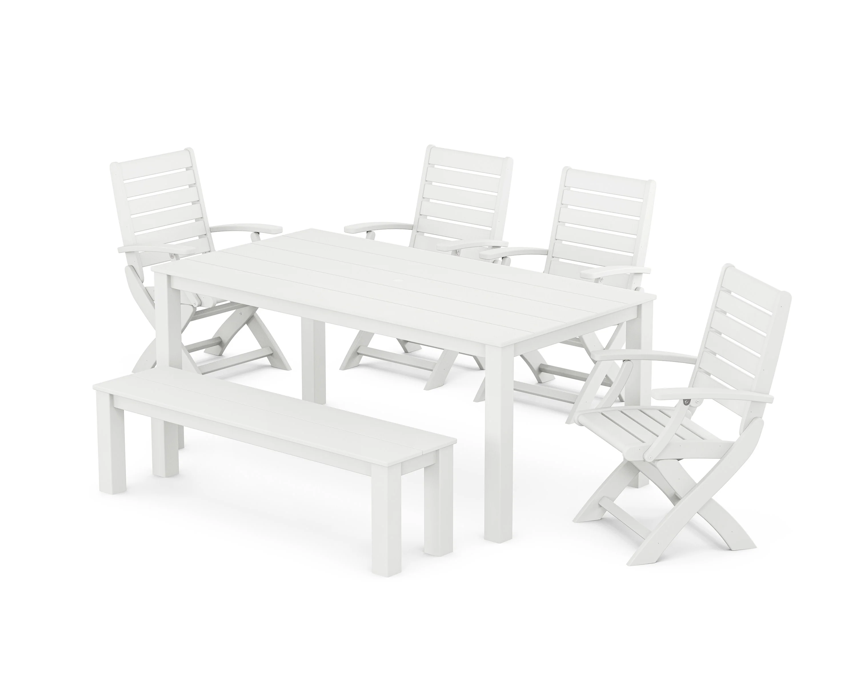 Signature Folding Chair 6-Piece Parsons Dining Set with Bench - Image 5