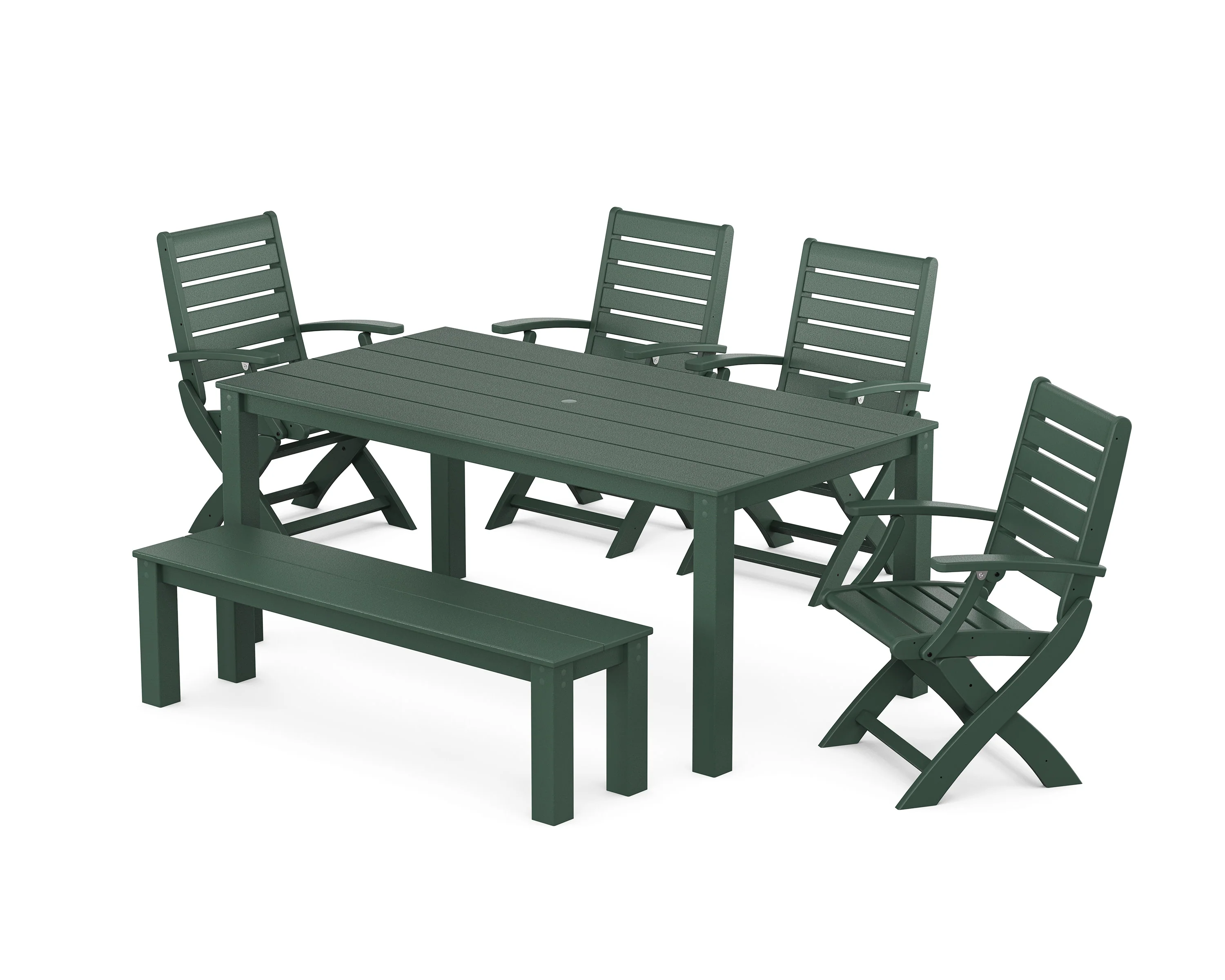 Signature Folding Chair 6-Piece Parsons Dining Set with Bench - Image 6