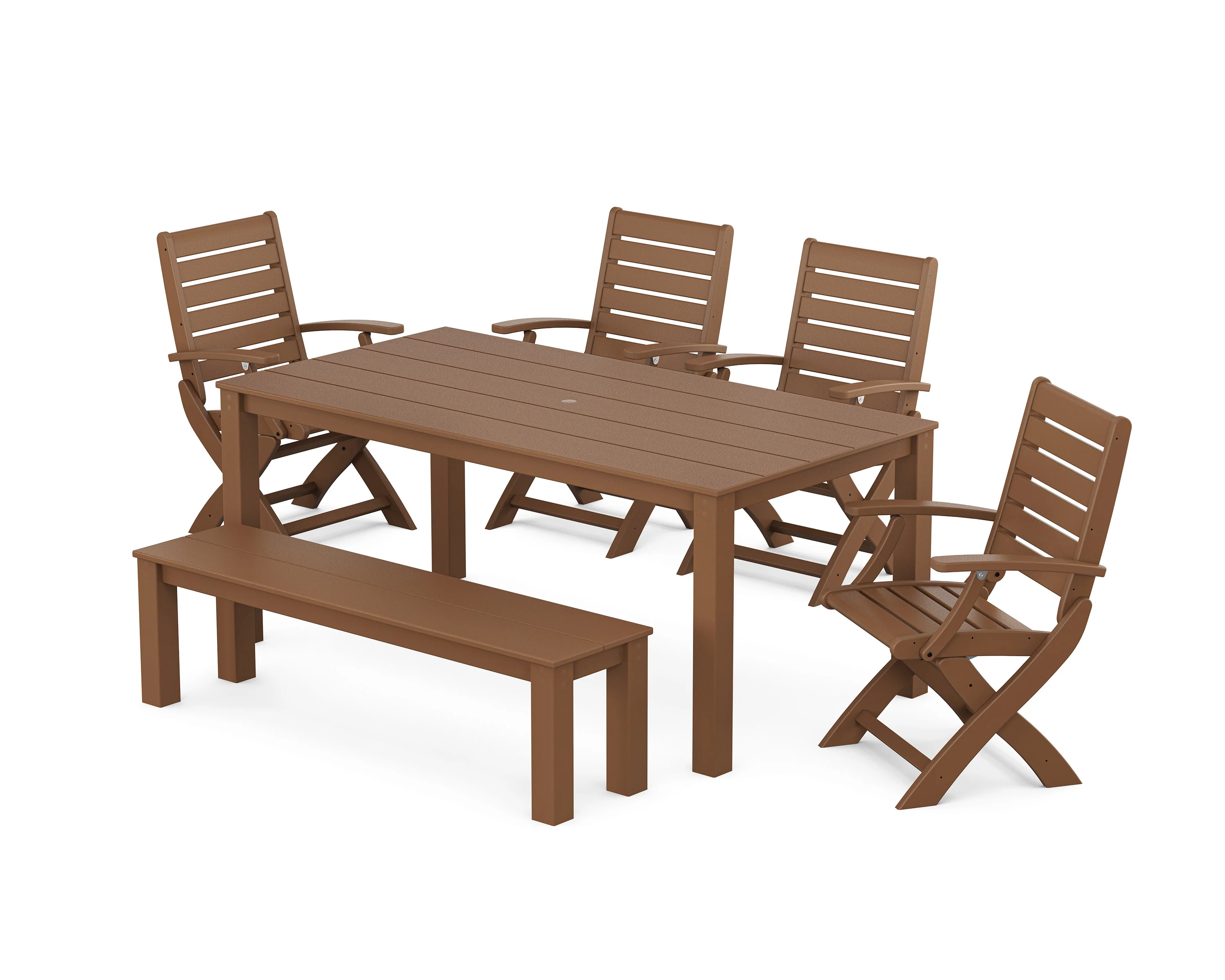 Signature Folding Chair 6-Piece Parsons Dining Set with Bench - Image 7