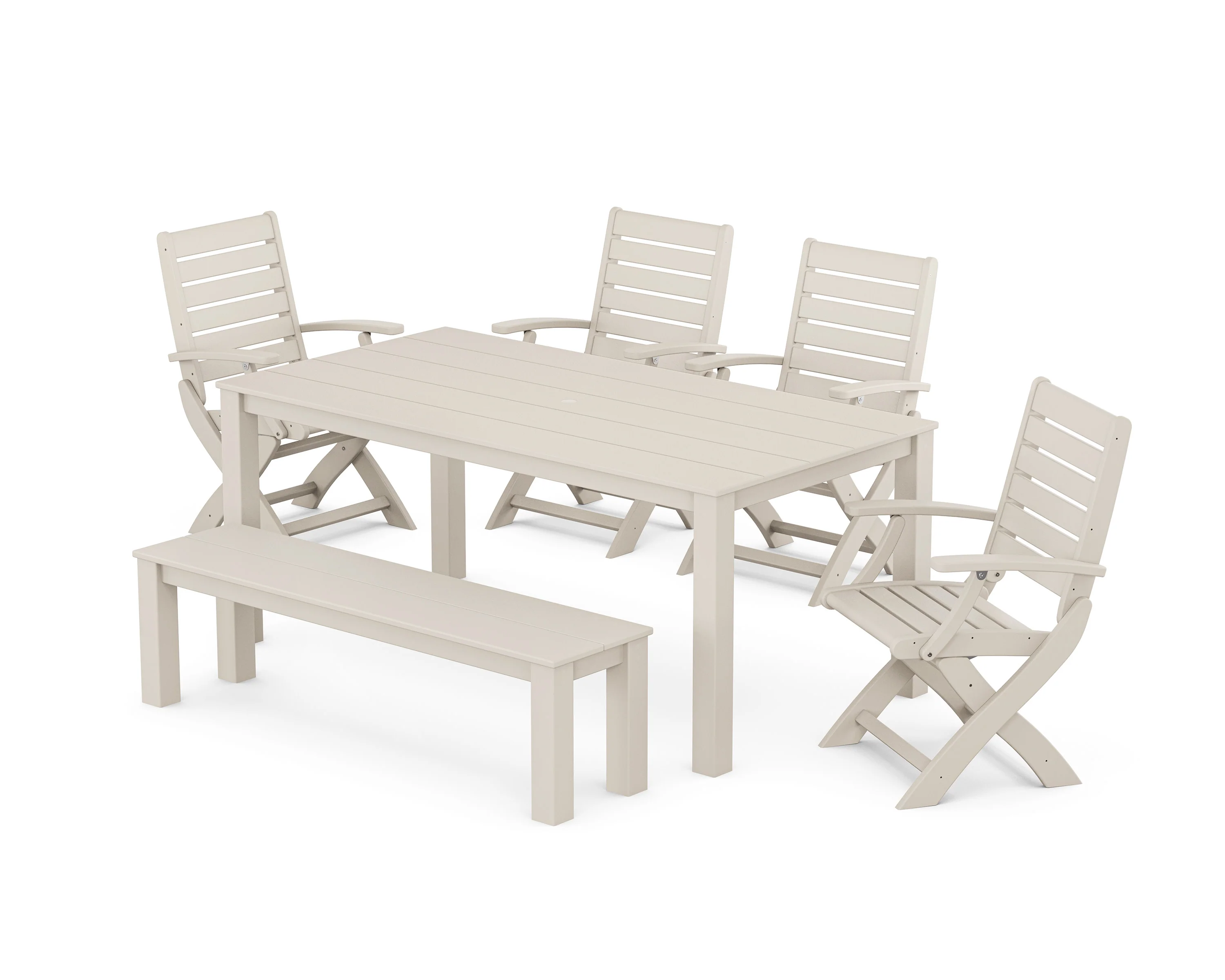 Signature Folding Chair 6-Piece Parsons Dining Set with Bench - Image 8
