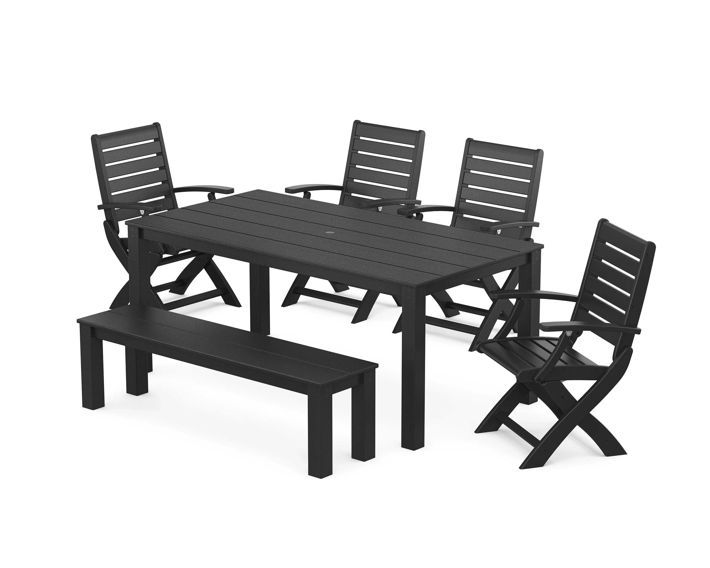 Signature Folding Chair 6-Piece Parsons Dining Set with Bench - Image 9
