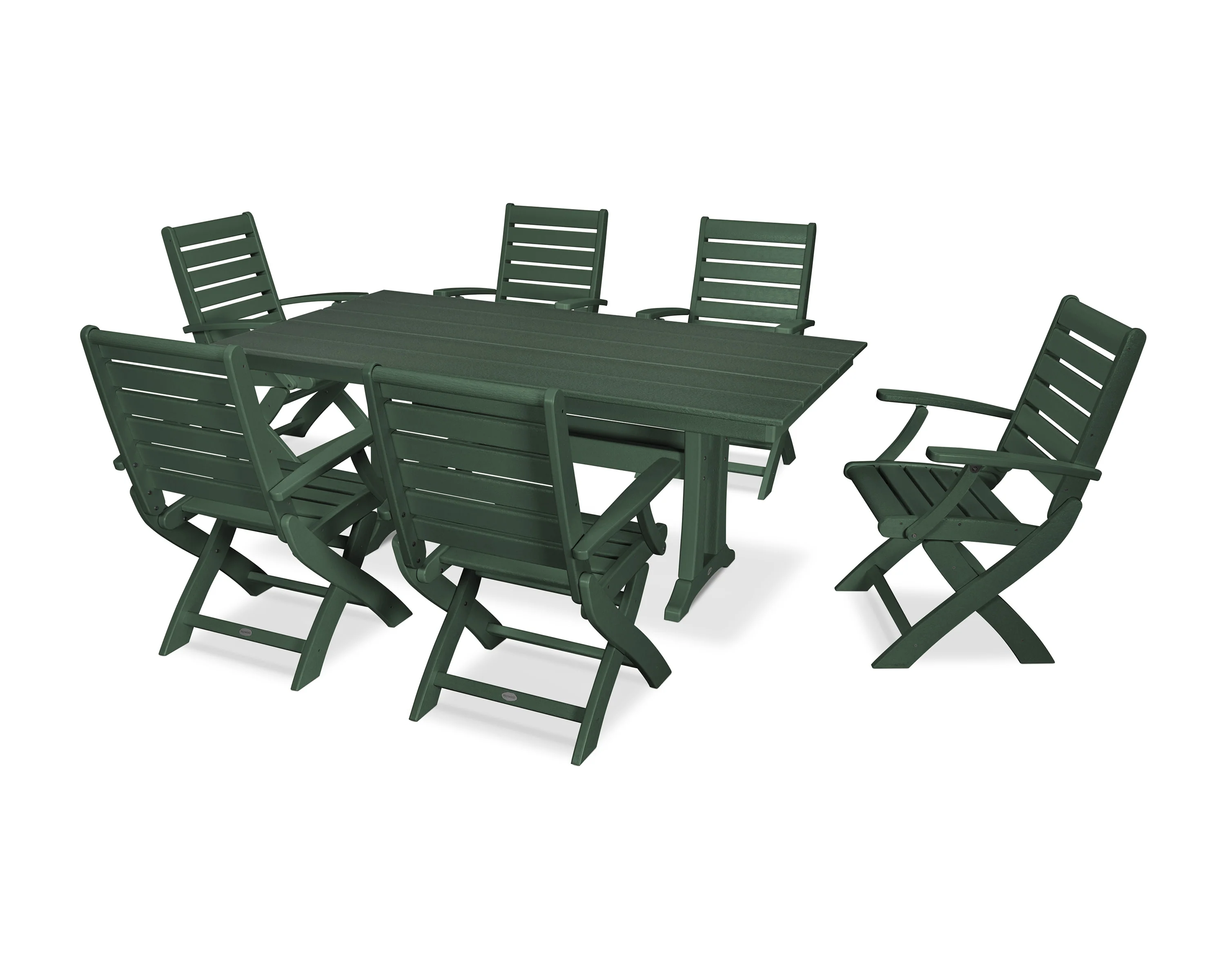 Signature Folding Chair 7-Piece Farmhouse Dining Set with Trestle Legs - Image 4