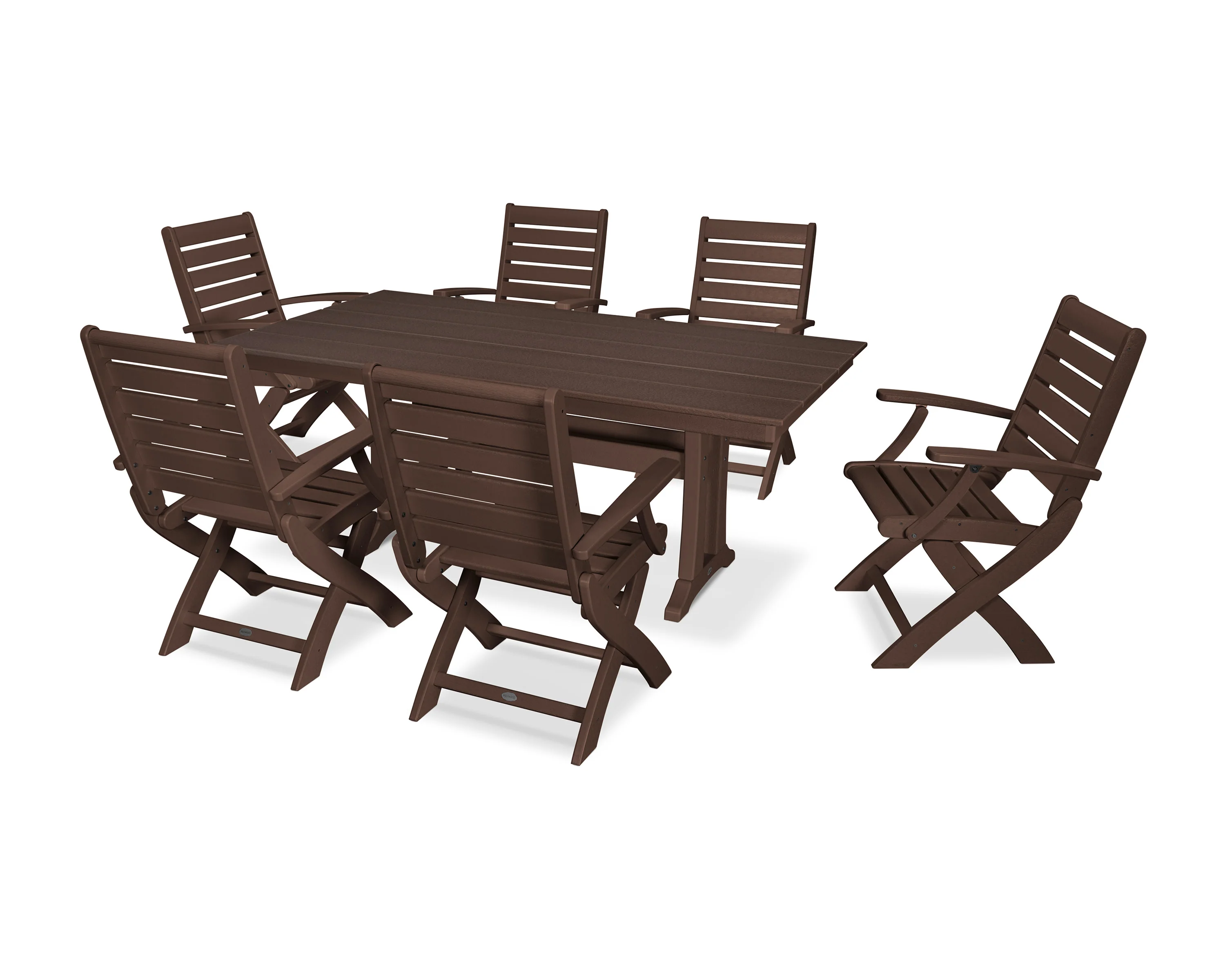 Signature Folding Chair 7-Piece Farmhouse Dining Set with Trestle Legs - Image 6