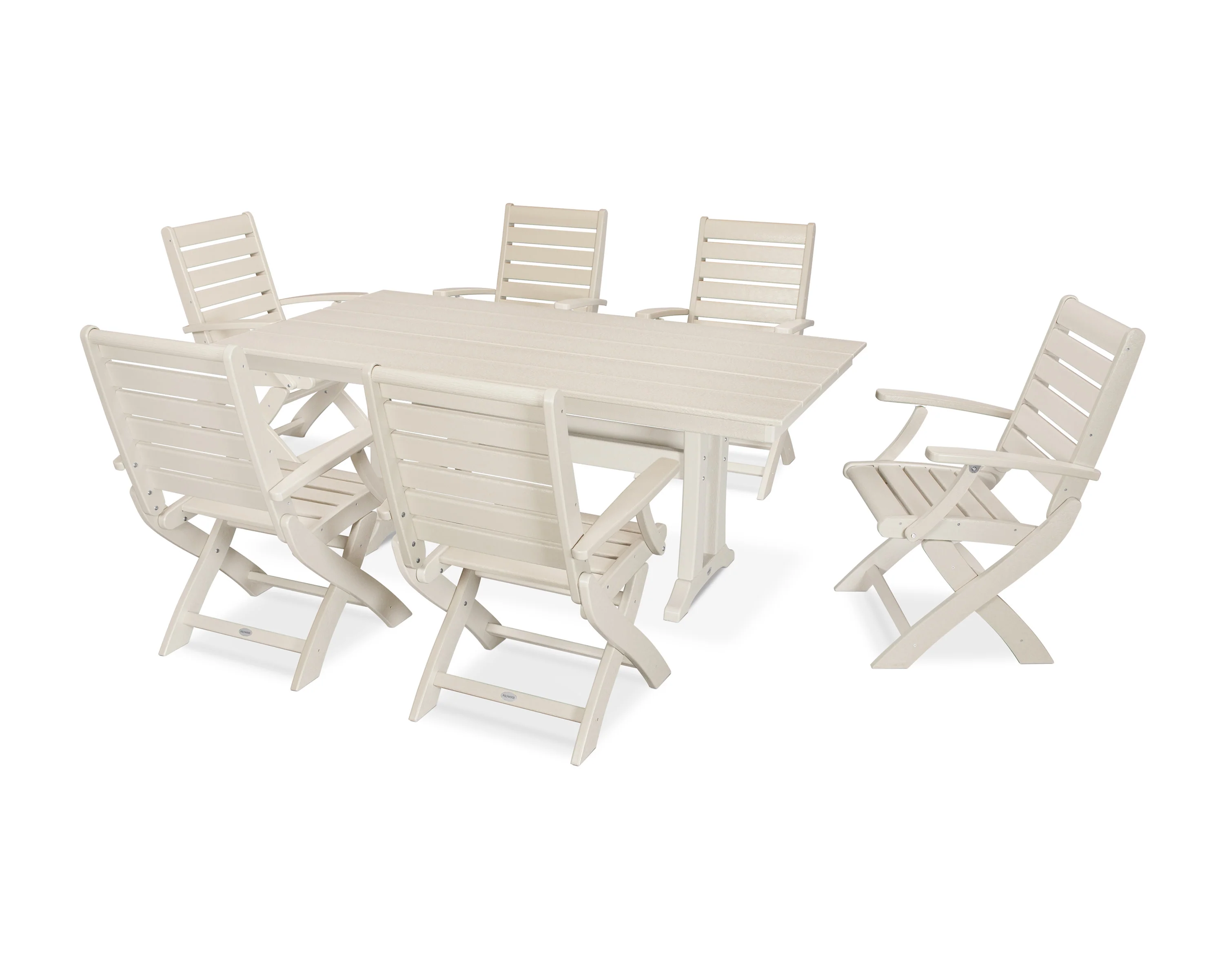 Signature Folding Chair 7-Piece Farmhouse Dining Set with Trestle Legs - Image 8
