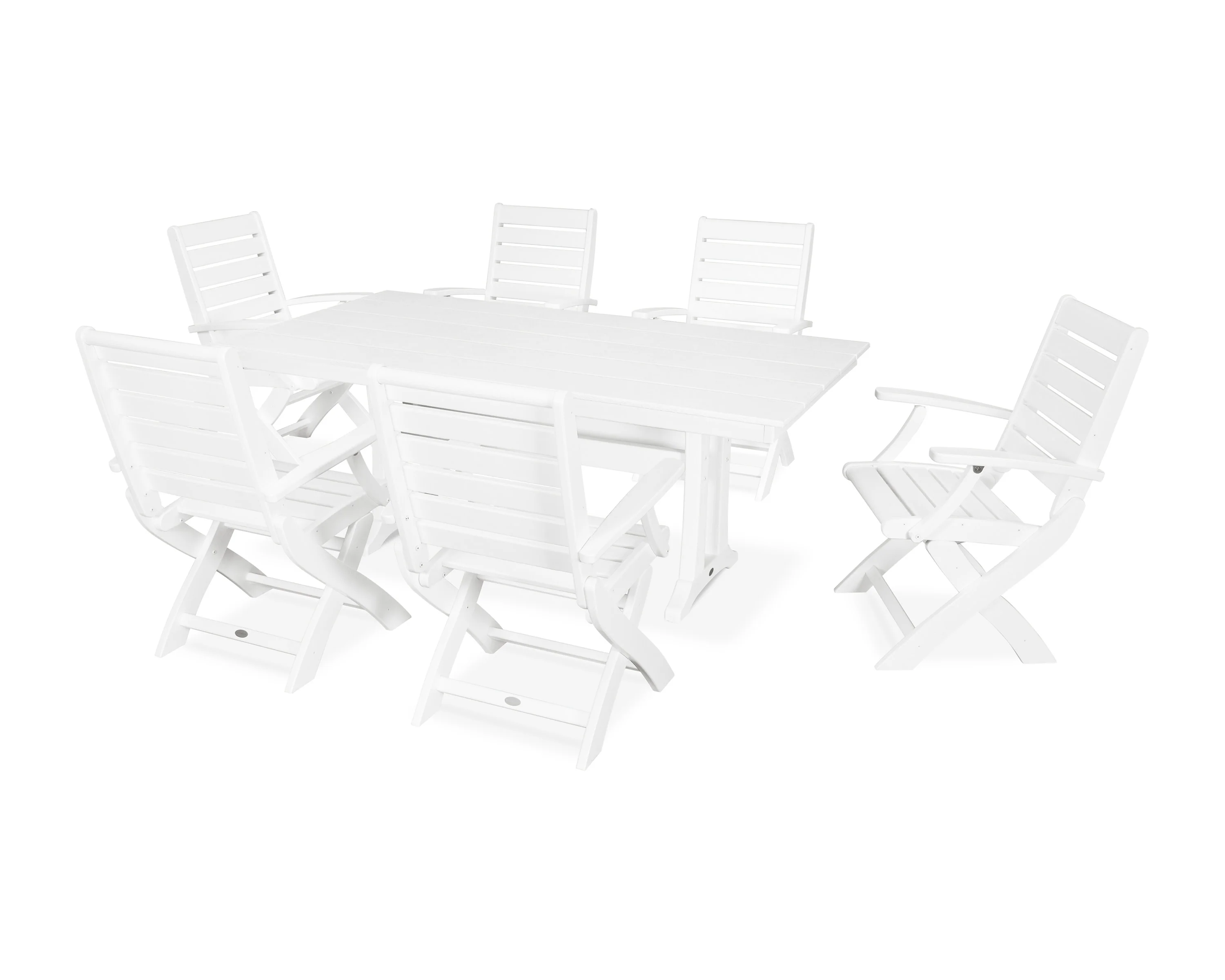 Signature Folding Chair 7-Piece Farmhouse Dining Set with Trestle Legs - Image 9