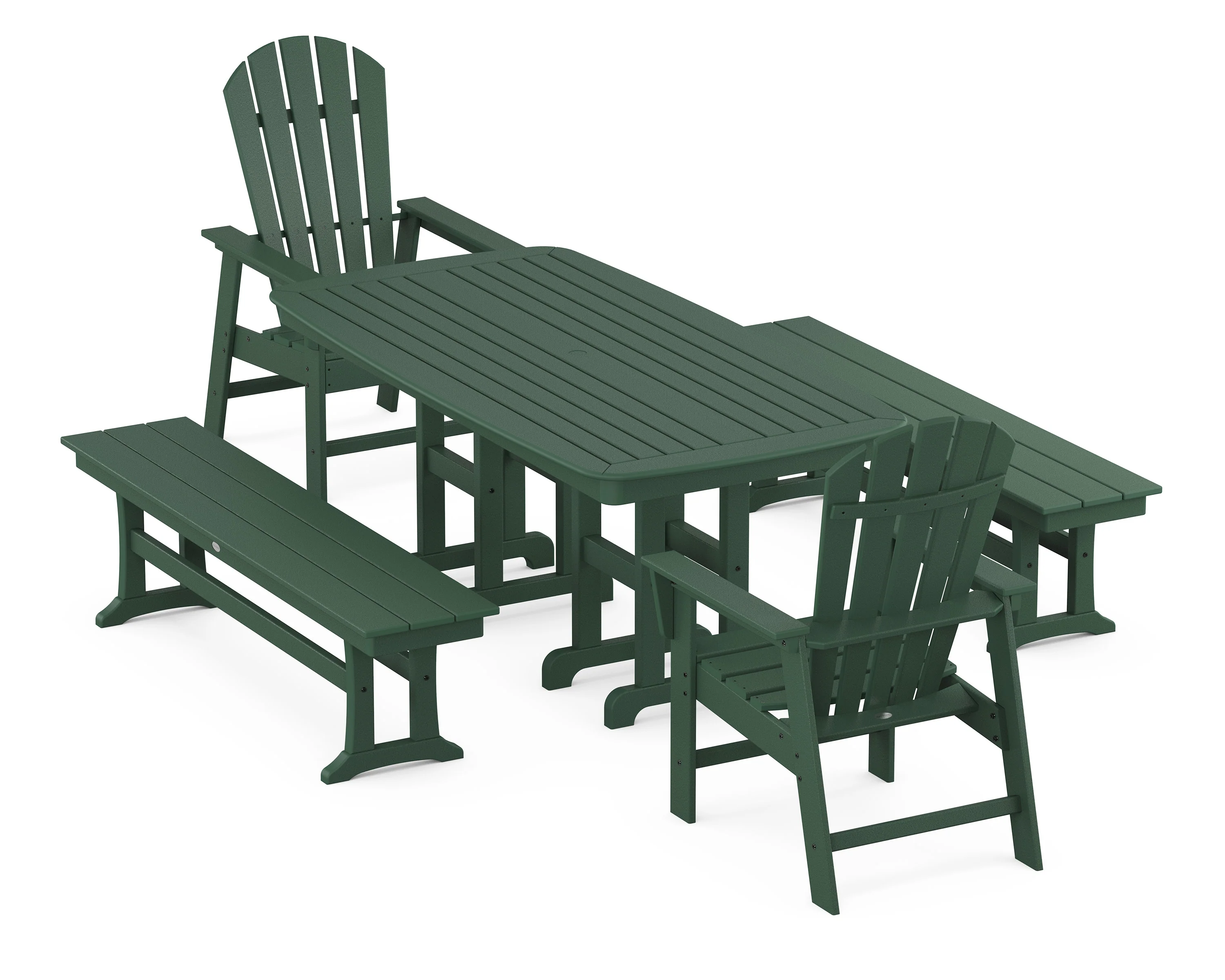 South Beach 5-Piece Dining Set with Benches - Image 3