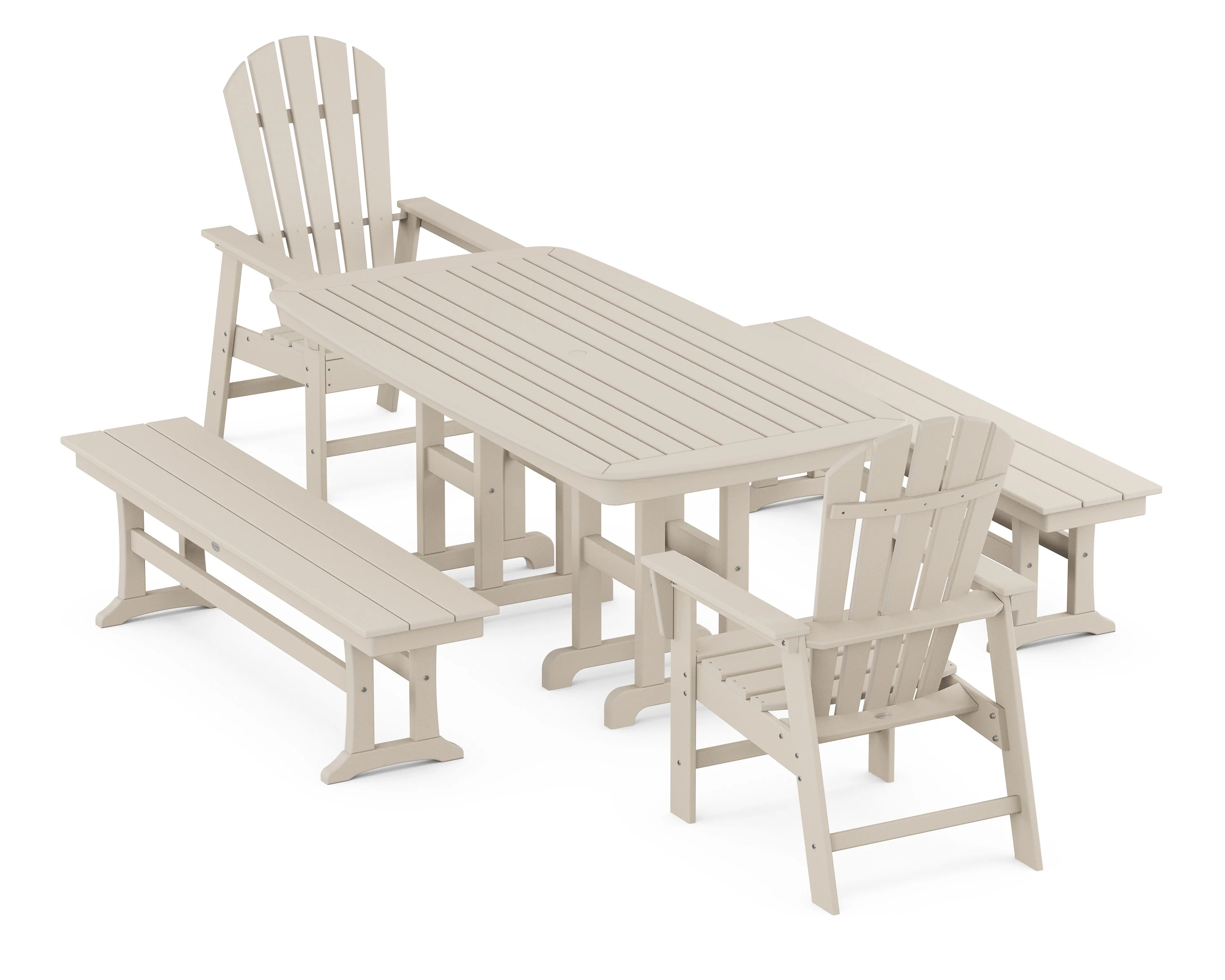 South Beach 5-Piece Dining Set with Benches - Image 8