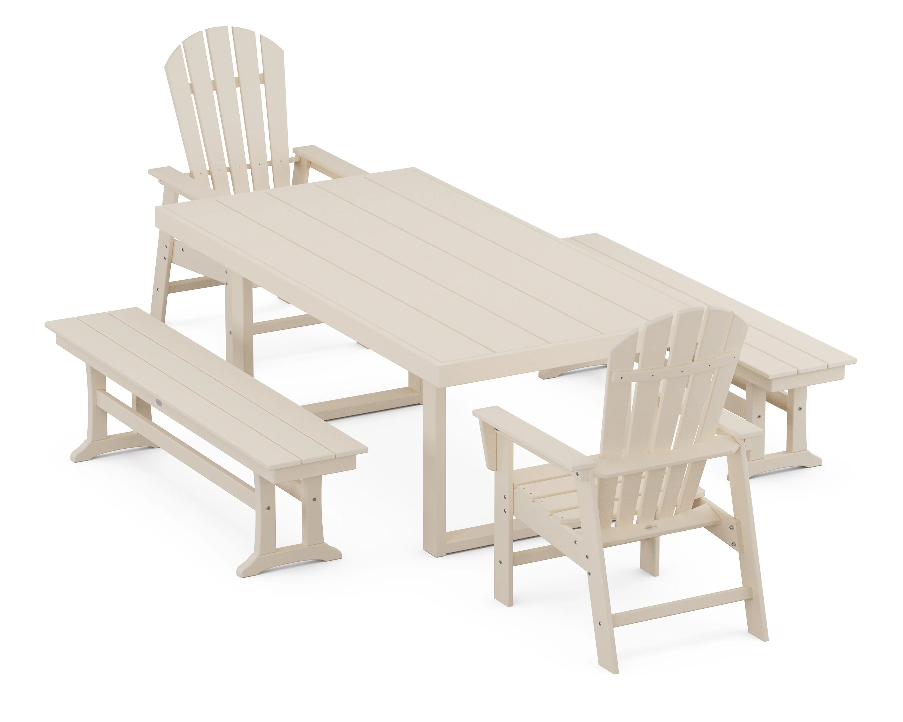 South Beach 5-Piece Dining Set with Benches - Image 9