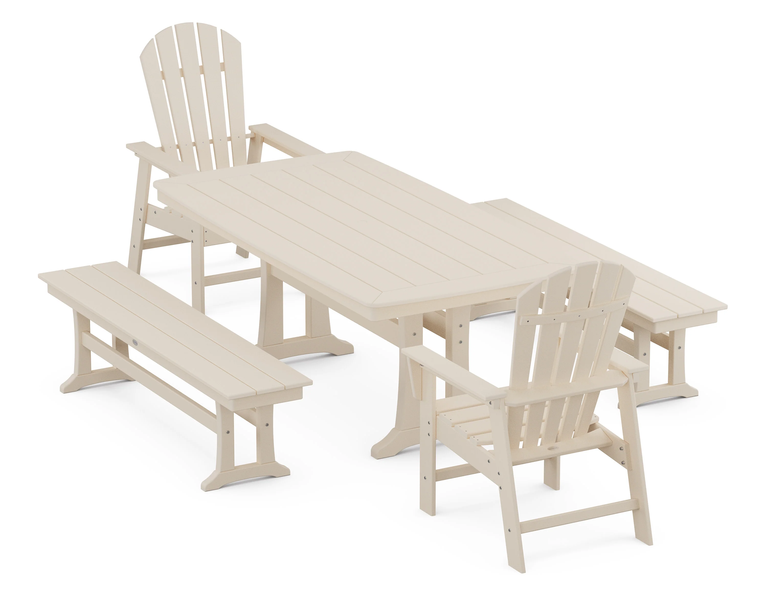 South Beach 5-Piece Dining Set with Trestle Legs - Image 4