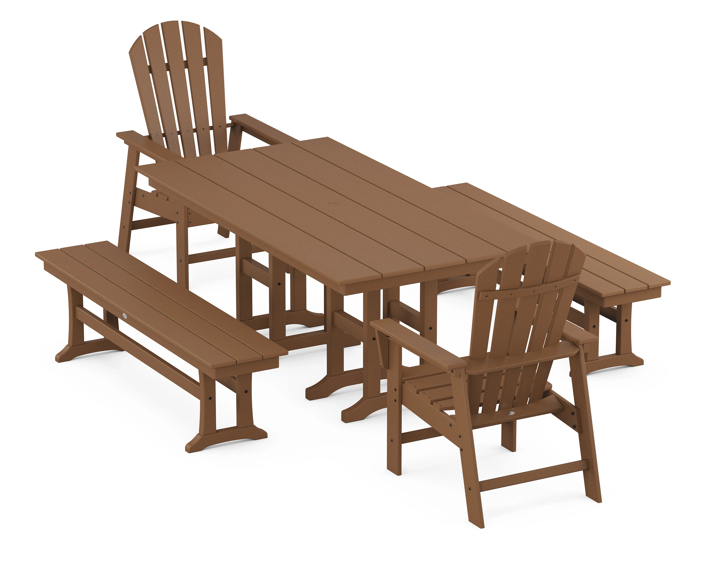 South Beach 5-Piece Farmhouse Dining Set with Benches - Image 3