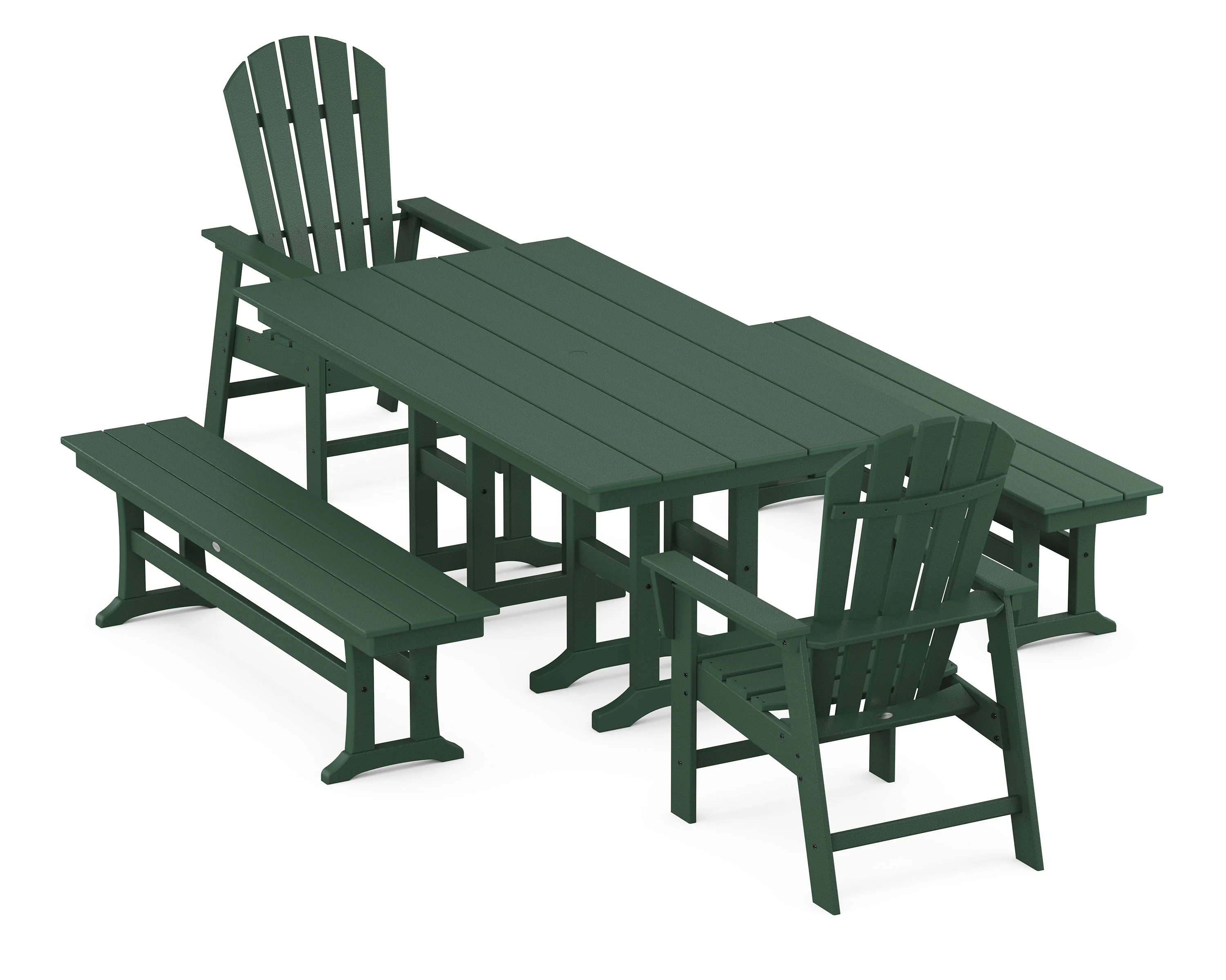 South Beach 5-Piece Farmhouse Dining Set with Benches - Image 5