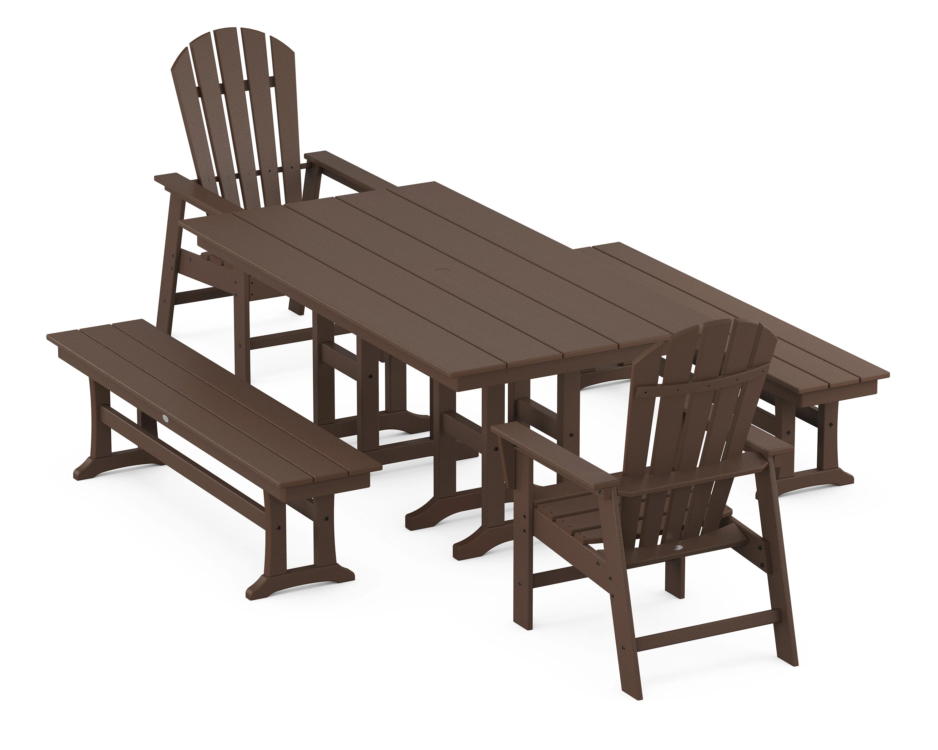 South Beach 5-Piece Farmhouse Dining Set with Benches - Image 6
