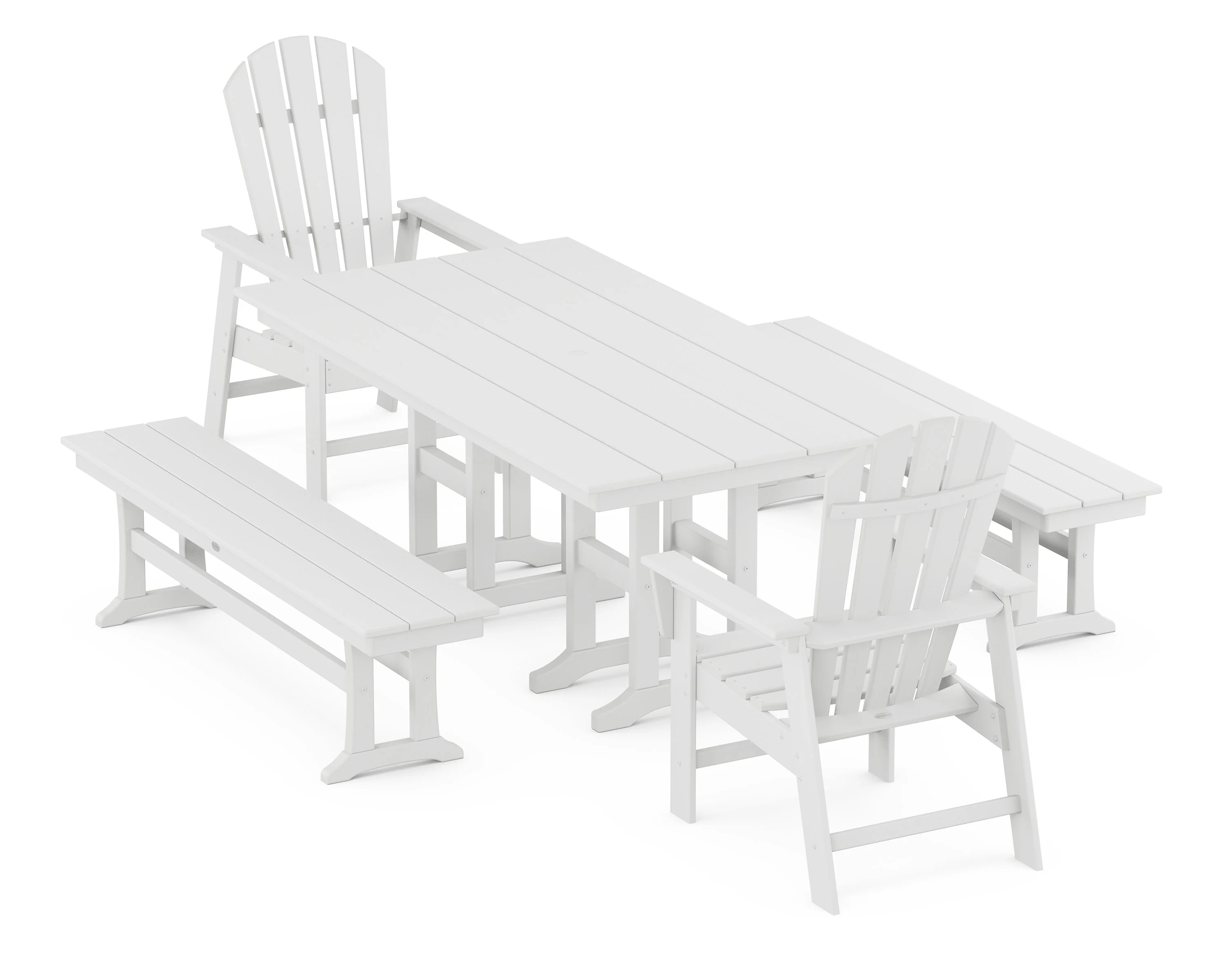 South Beach 5-Piece Farmhouse Dining Set with Benches - Image 7