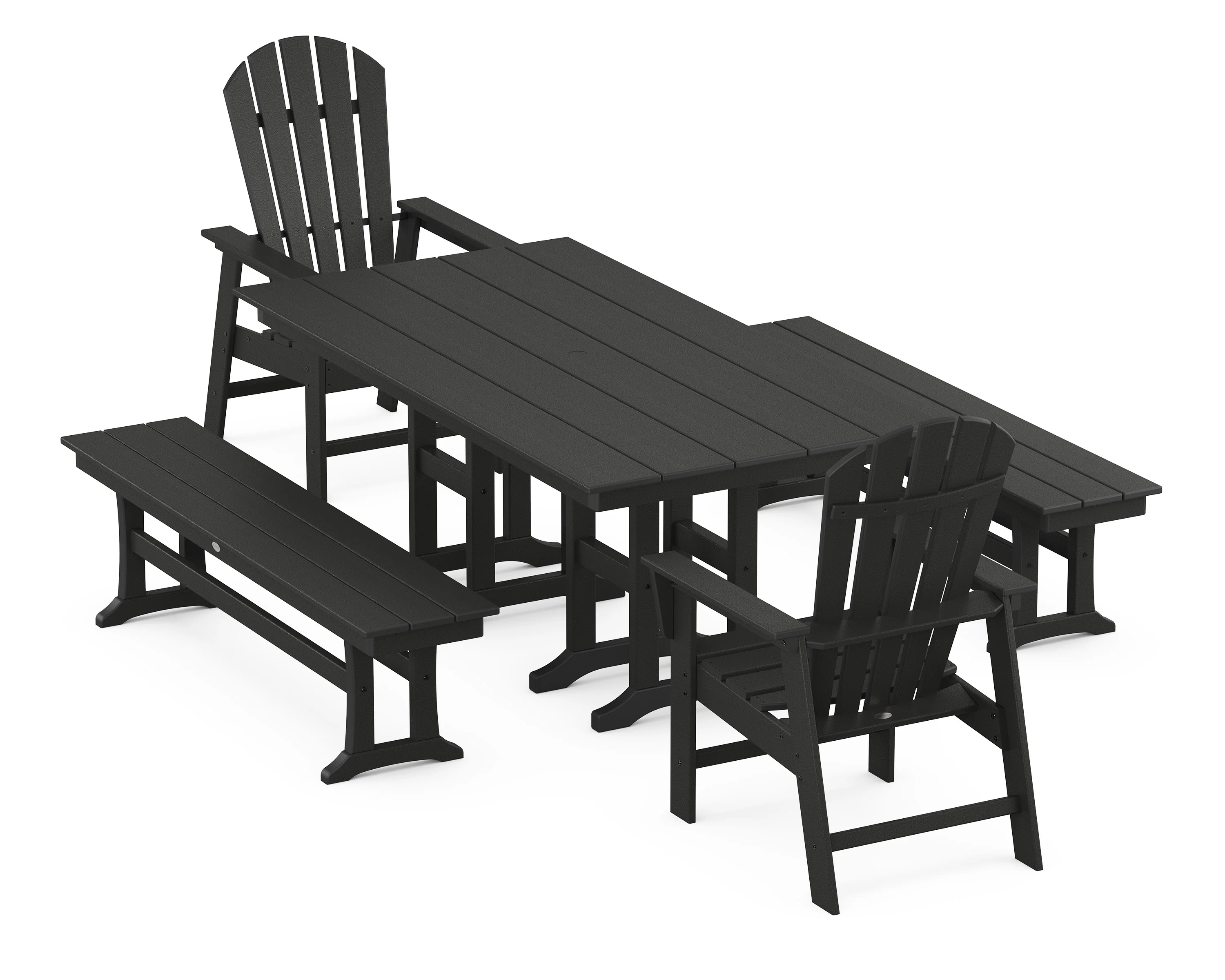 South Beach 5-Piece Farmhouse Dining Set with Benches - Image 8
