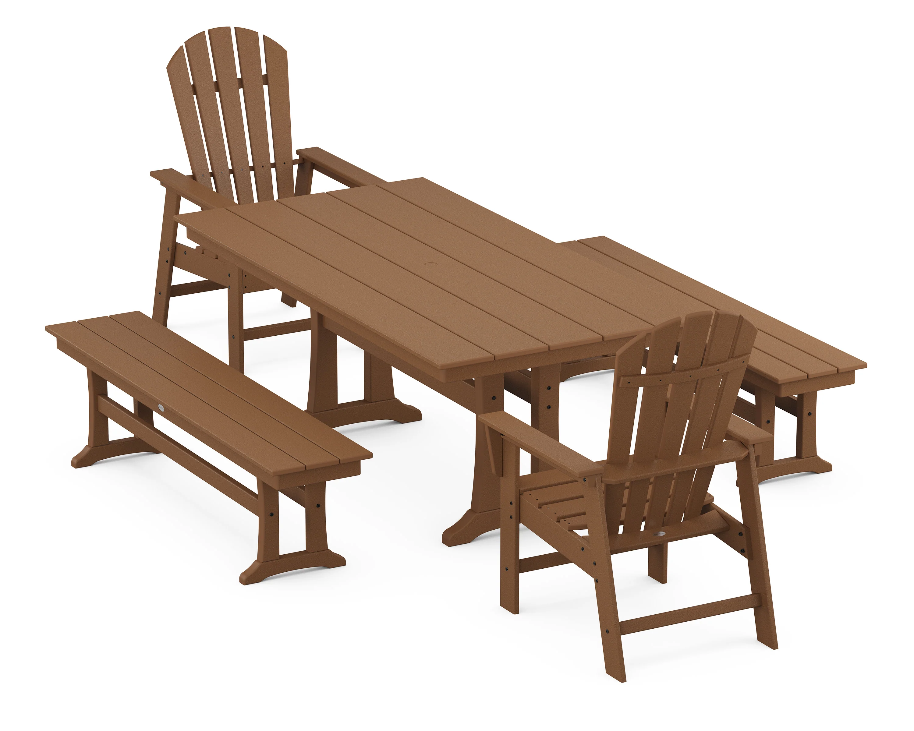 South Beach 5-Piece Farmhouse Dining Set With Trestle Legs - Image 4