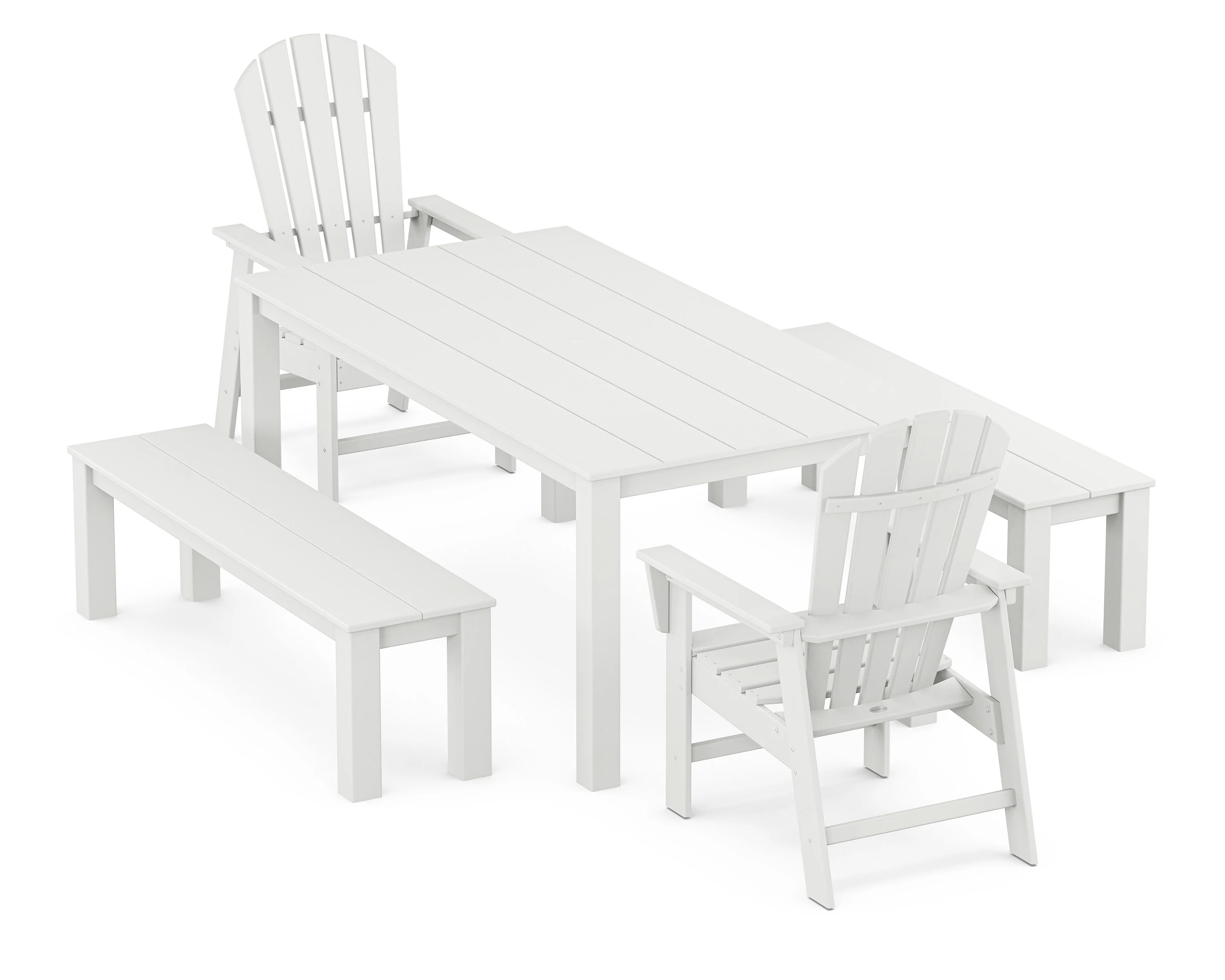 South Beach 5-Piece Parsons Dining Set with Benches - Image 6
