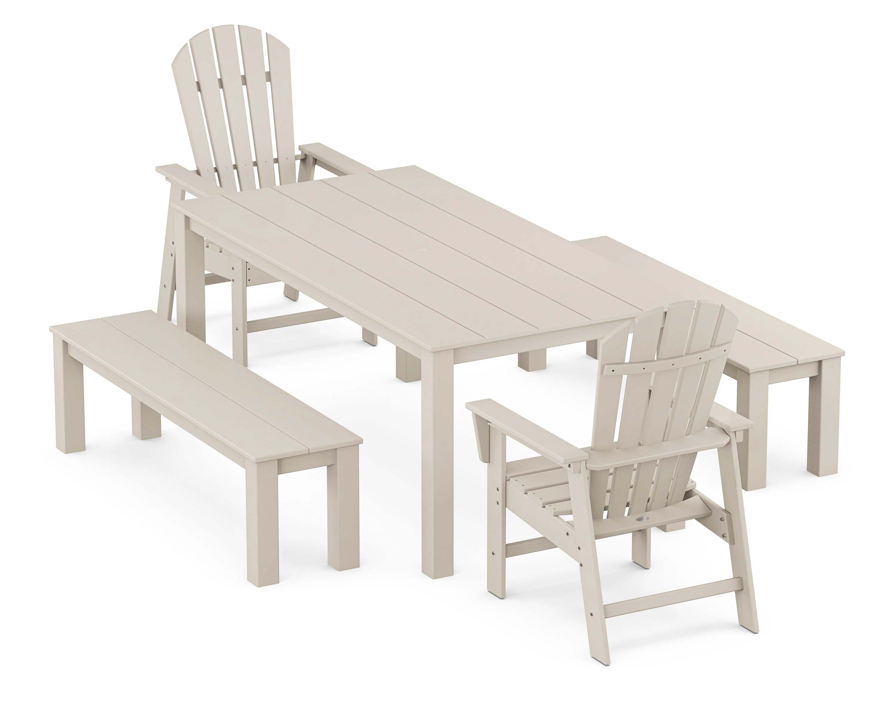 South Beach 5-Piece Parsons Dining Set with Benches - Image 7