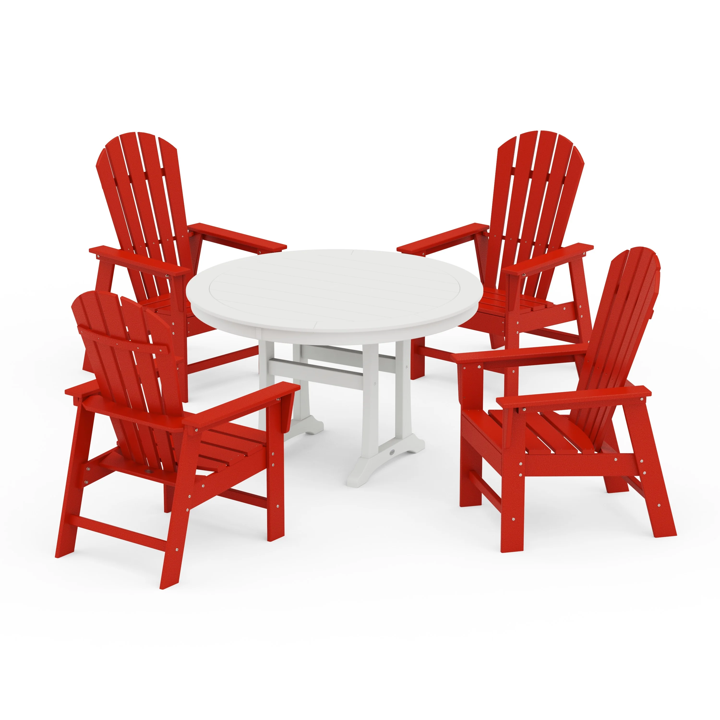 South Beach 5-Piece Round Dining Set with Trestle Legs - Image 11