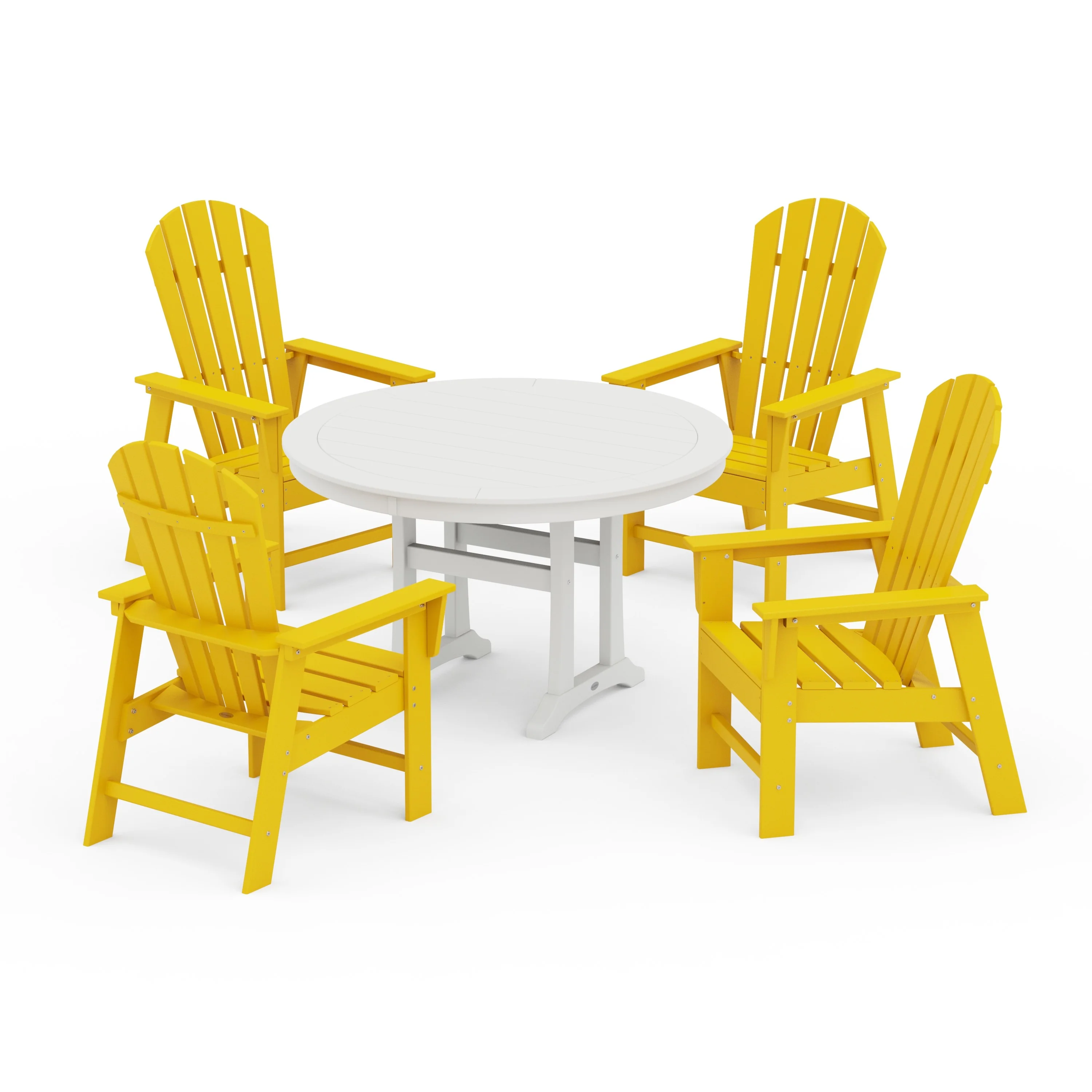 South Beach 5-Piece Round Dining Set with Trestle Legs - Image 14