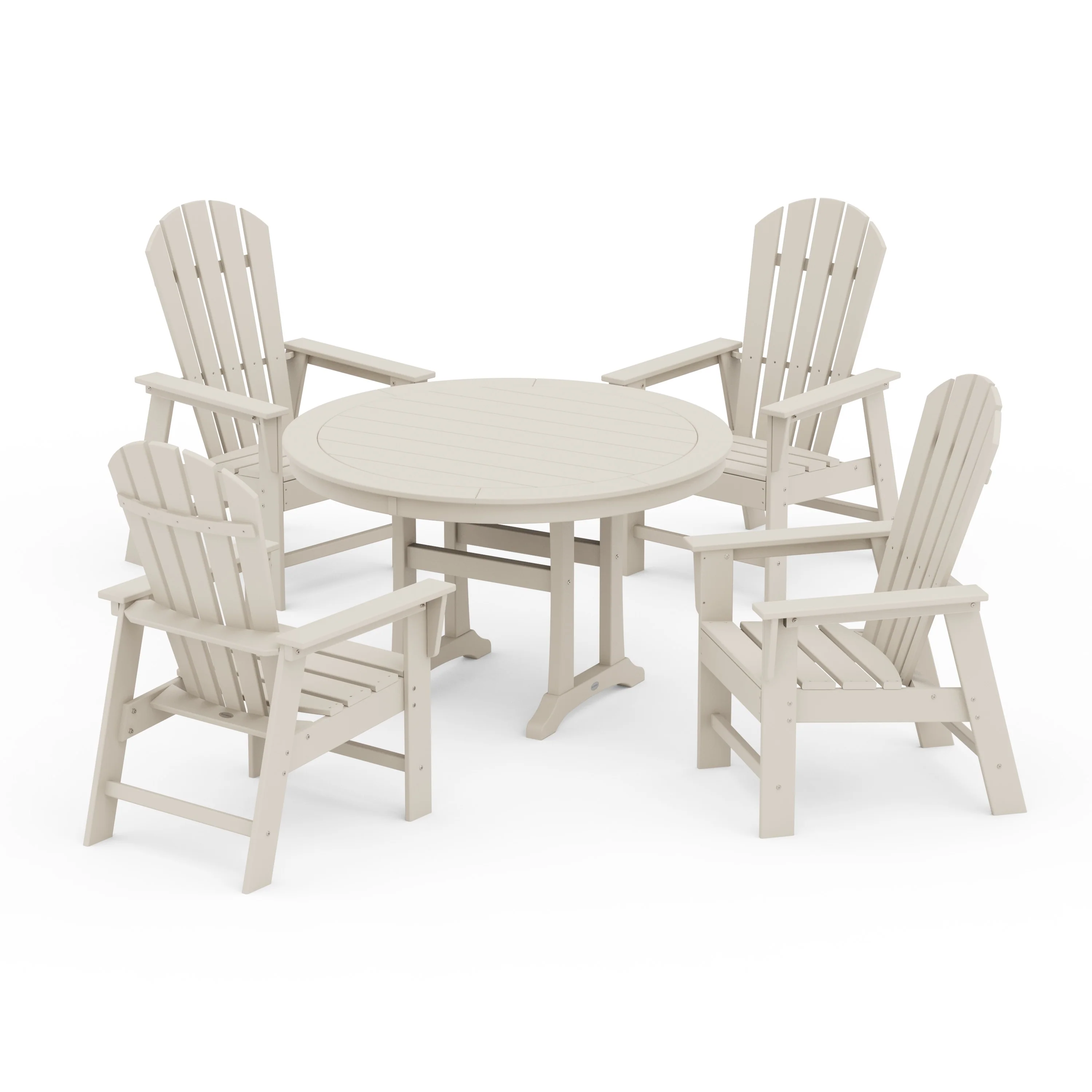 South Beach 5-Piece Round Dining Set with Trestle Legs - Image 4