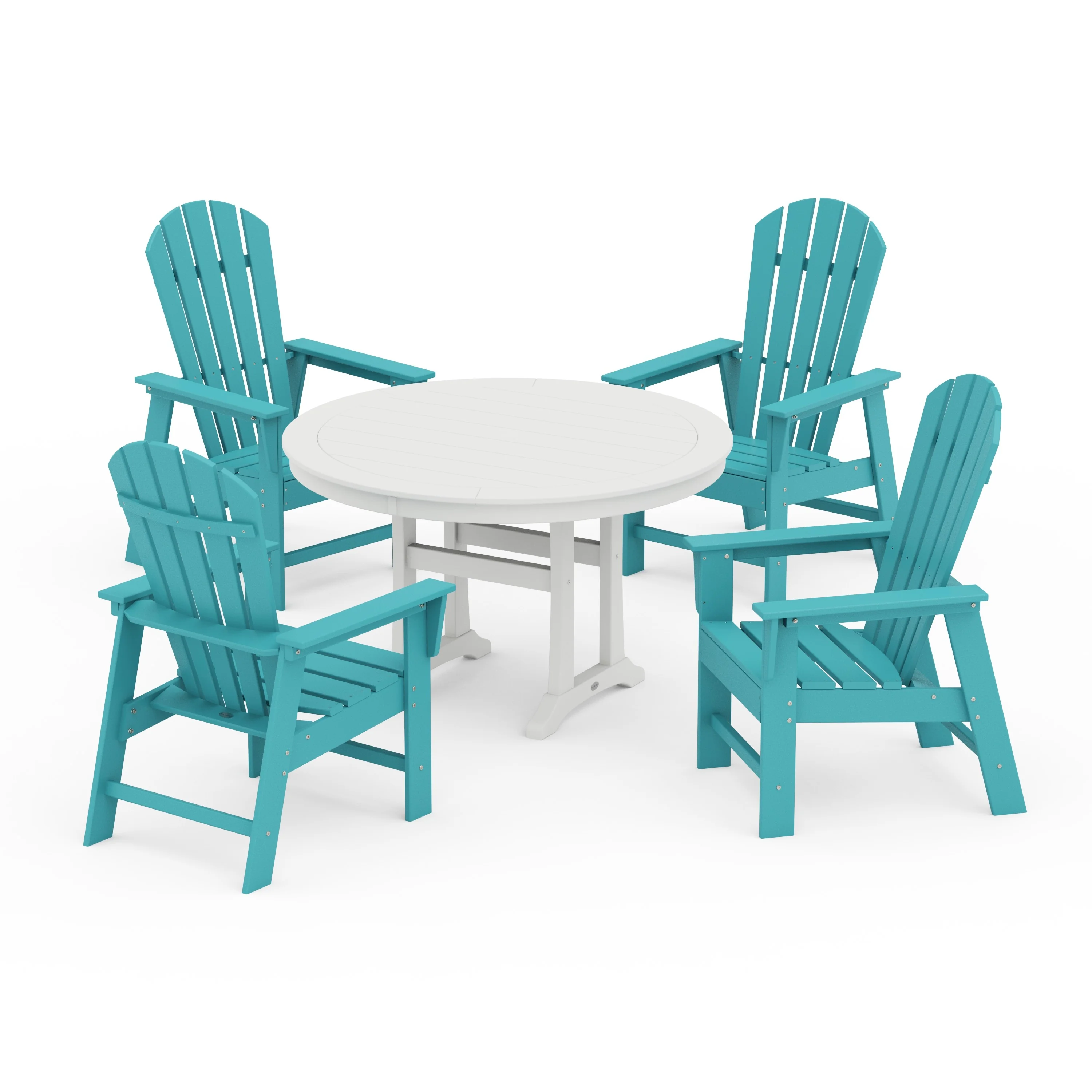 South Beach 5-Piece Round Dining Set with Trestle Legs - Image 5