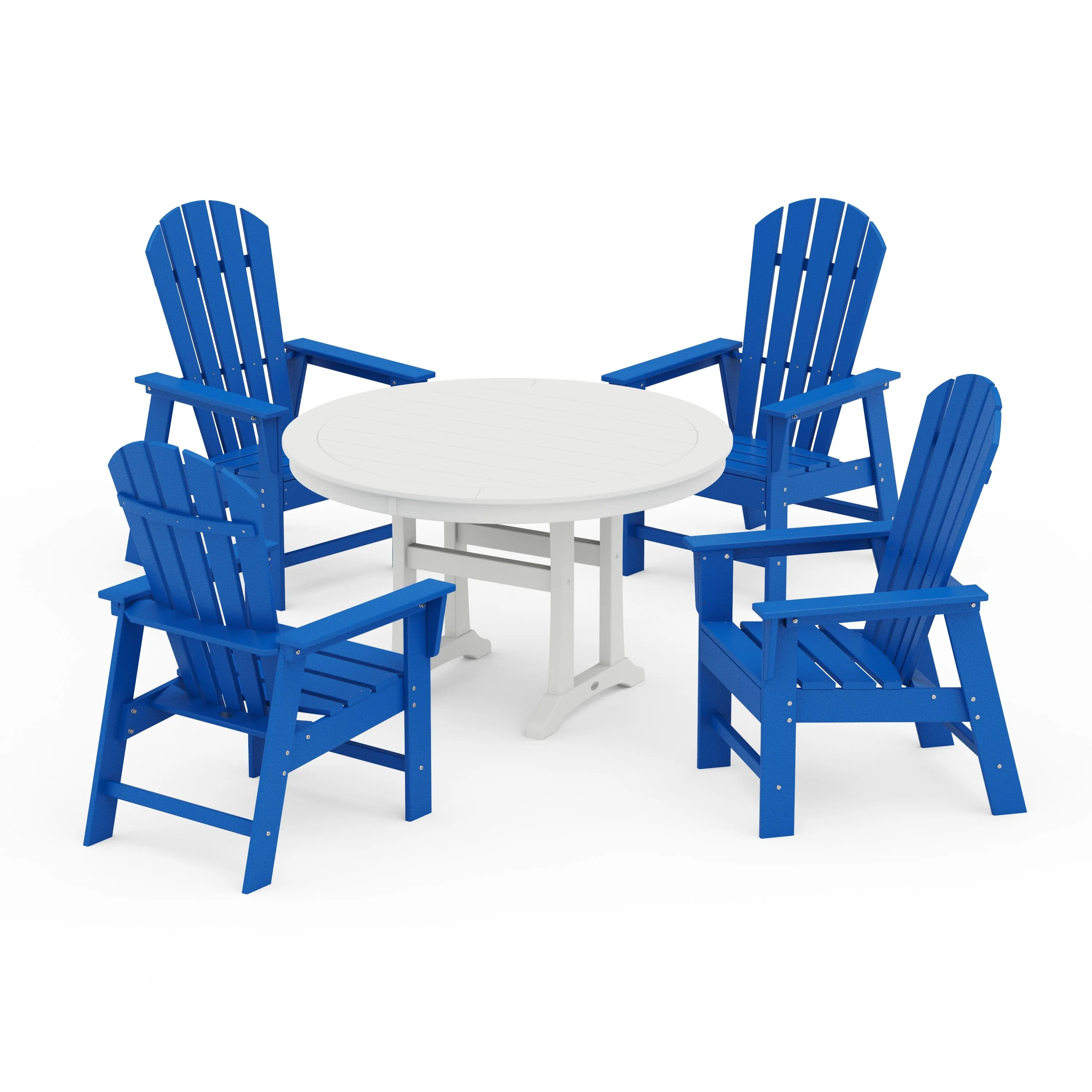 South Beach 5-Piece Round Dining Set with Trestle Legs - Image 9