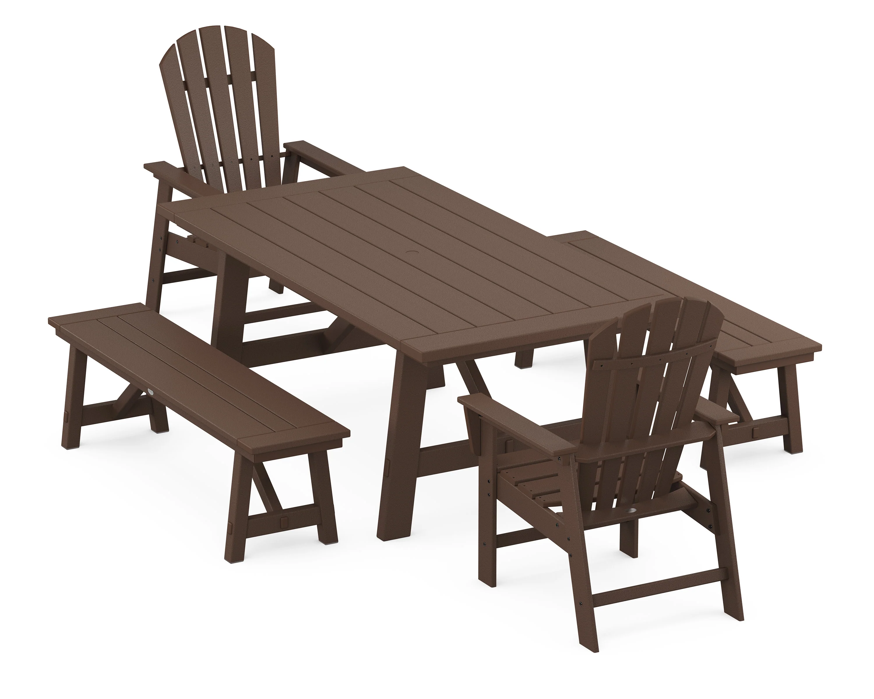 South Beach 5-Piece Rustic Farmhouse Dining Set With Benches - Image 4