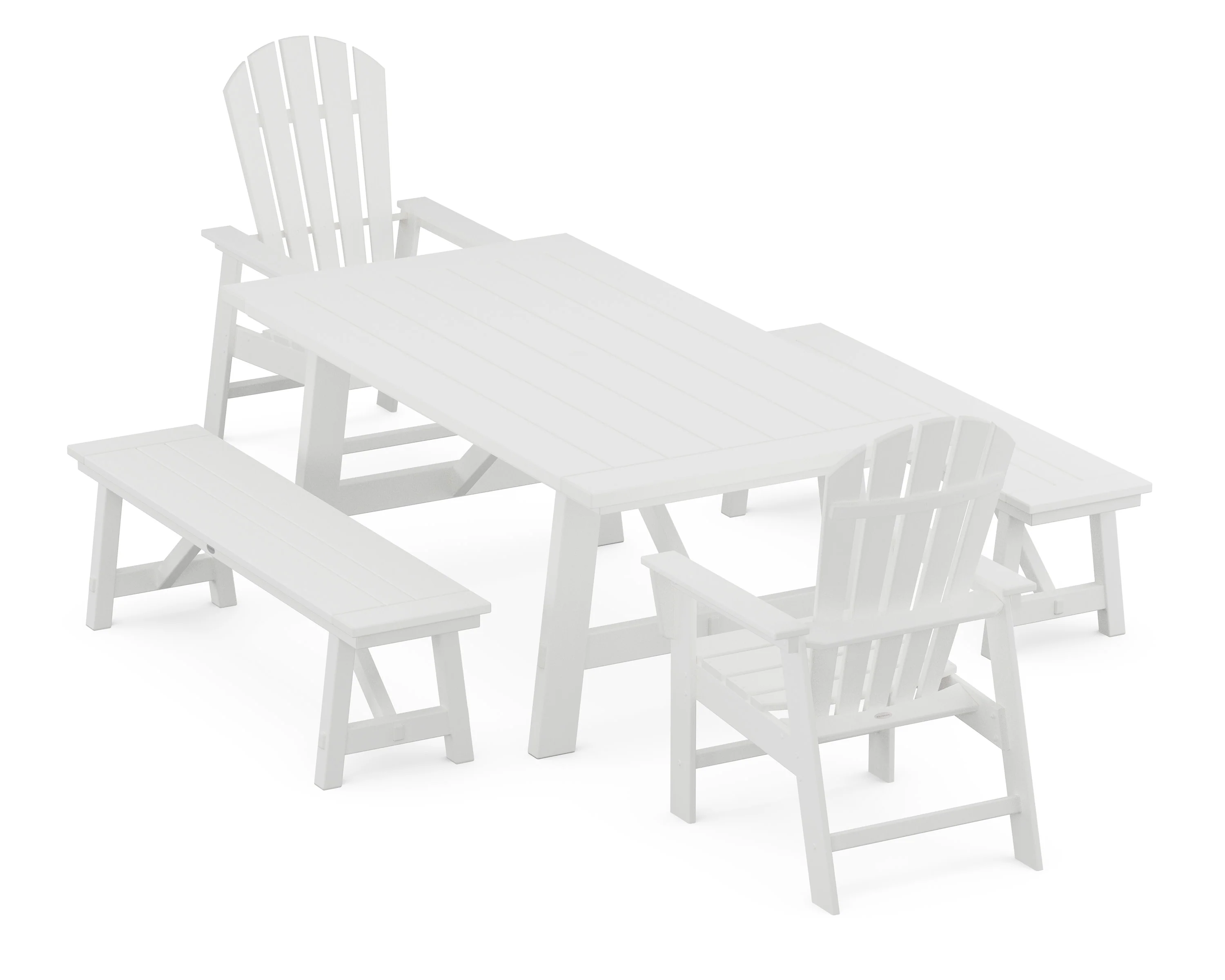 South Beach 5-Piece Rustic Farmhouse Dining Set With Benches - Image 5