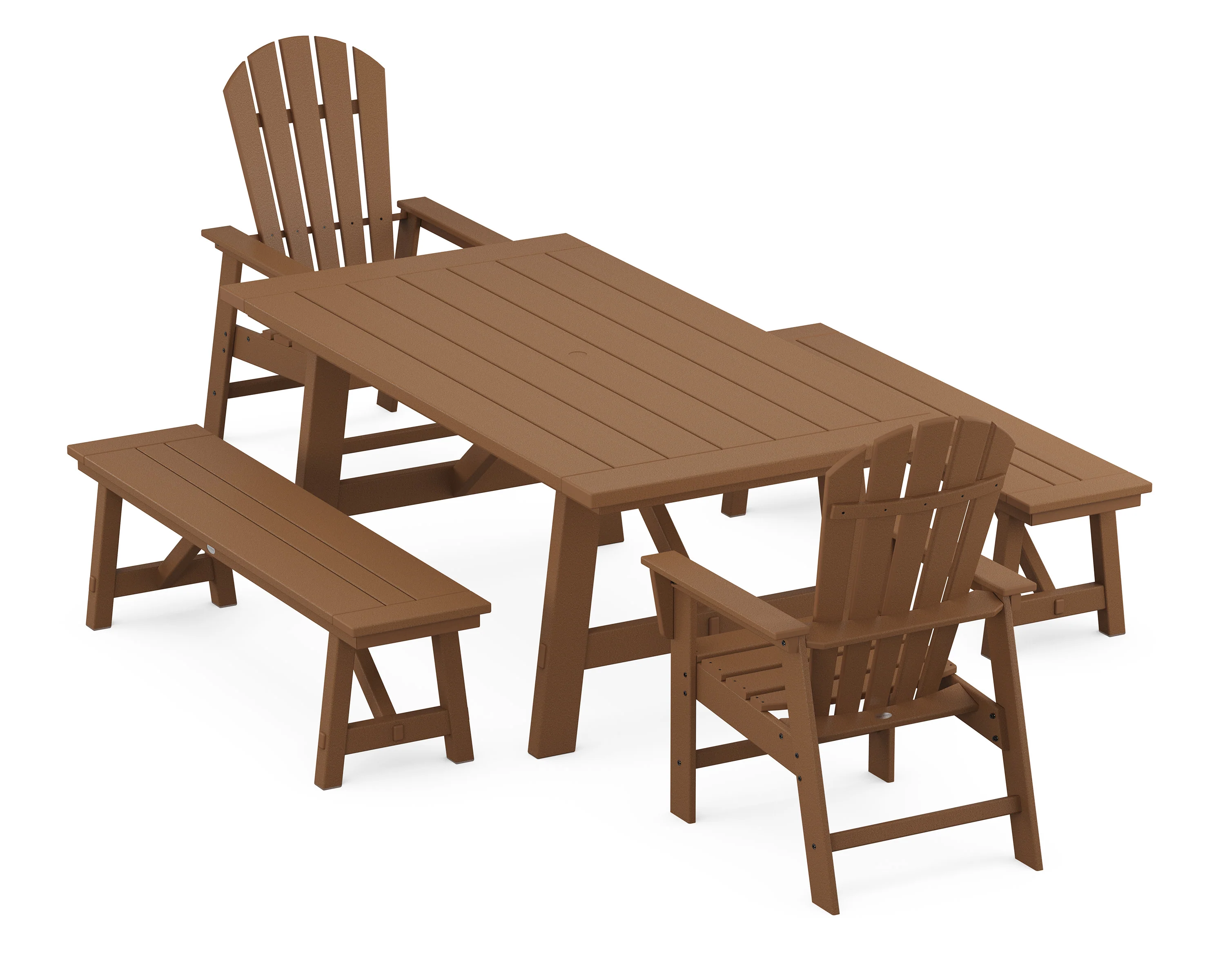 South Beach 5-Piece Rustic Farmhouse Dining Set With Benches - Image 8