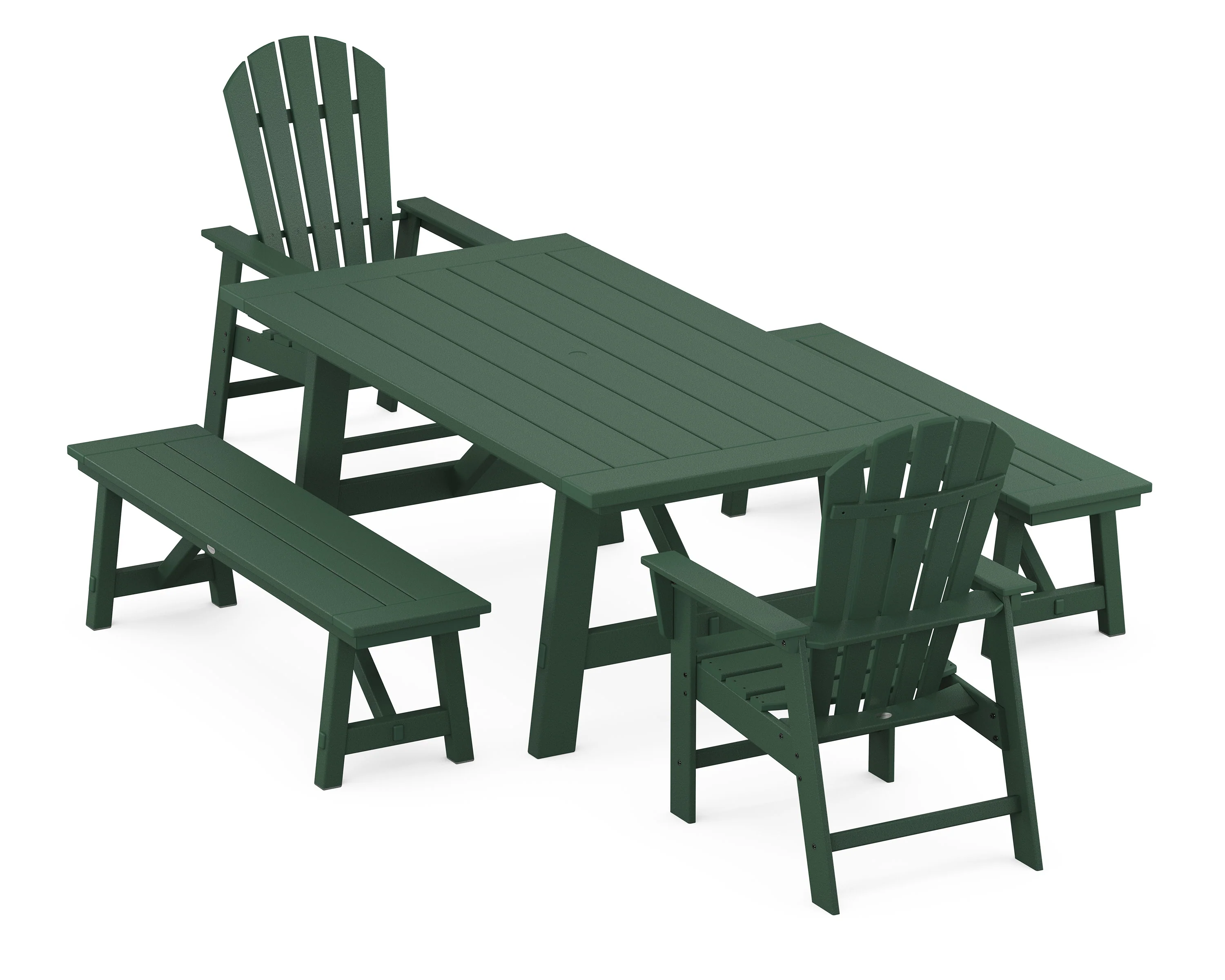 South Beach 5-Piece Rustic Farmhouse Dining Set With Benches - Image 9
